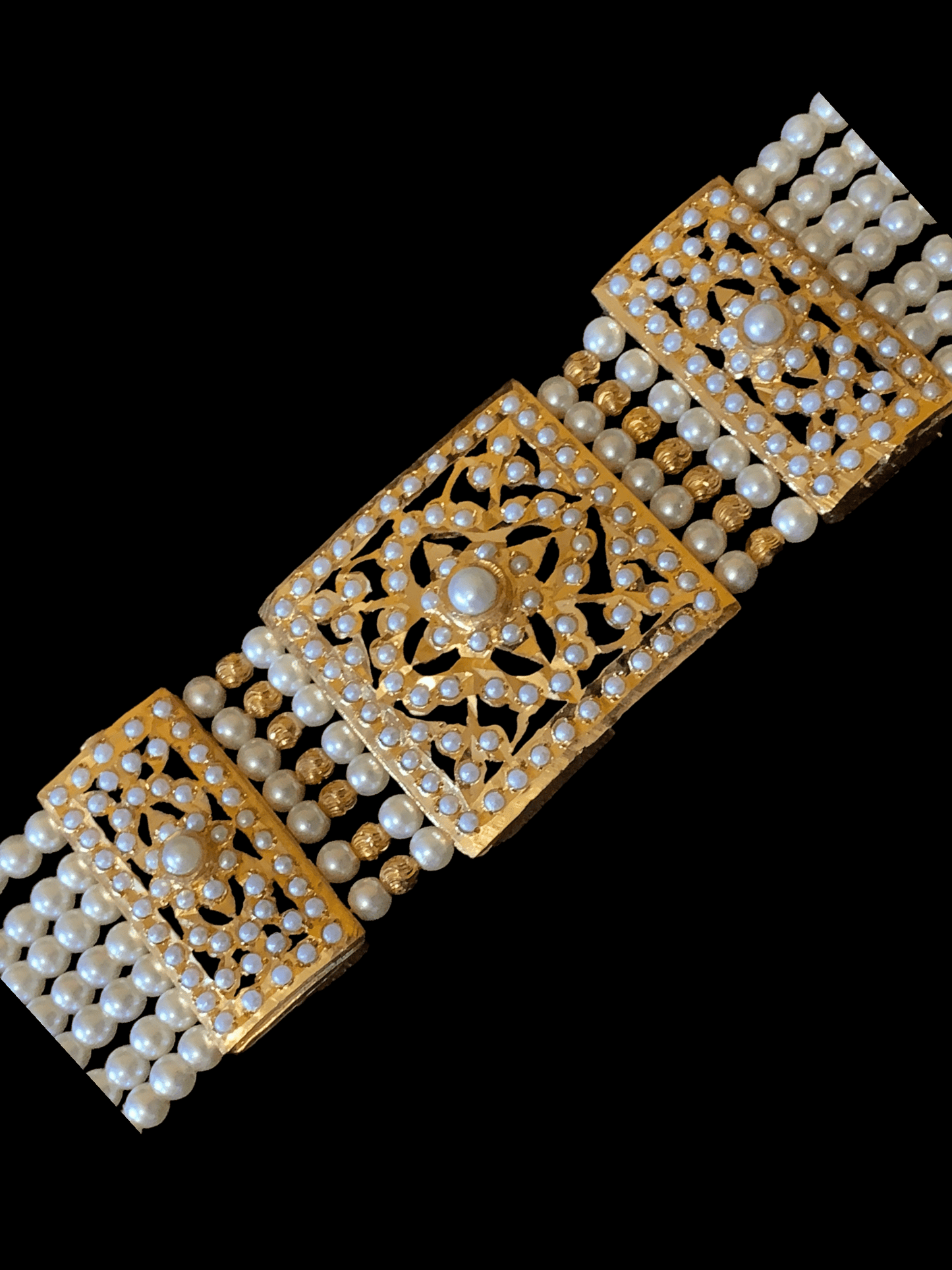B62 Saira jadau bracelet in pearls ( READY TO SHIP )