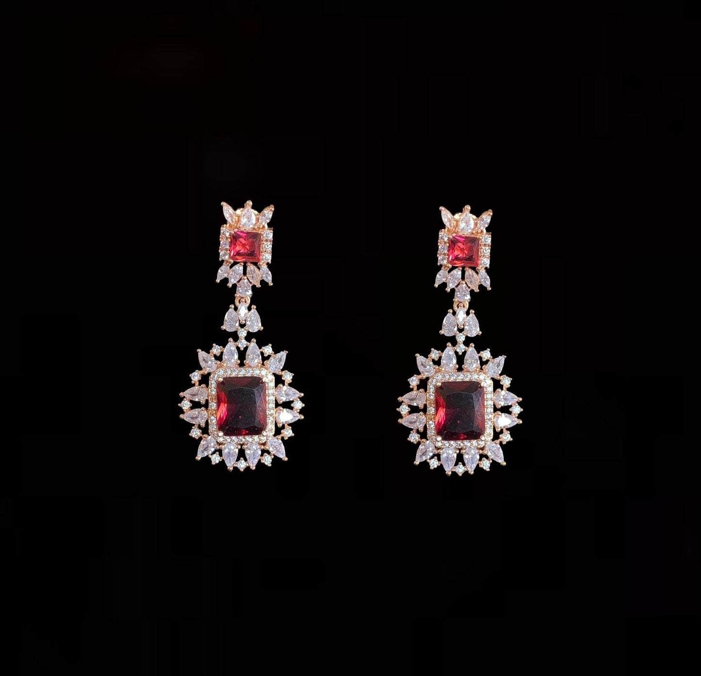 BR29 Sarah  gold plated cz set in ruby  ( READY TO SHIP )