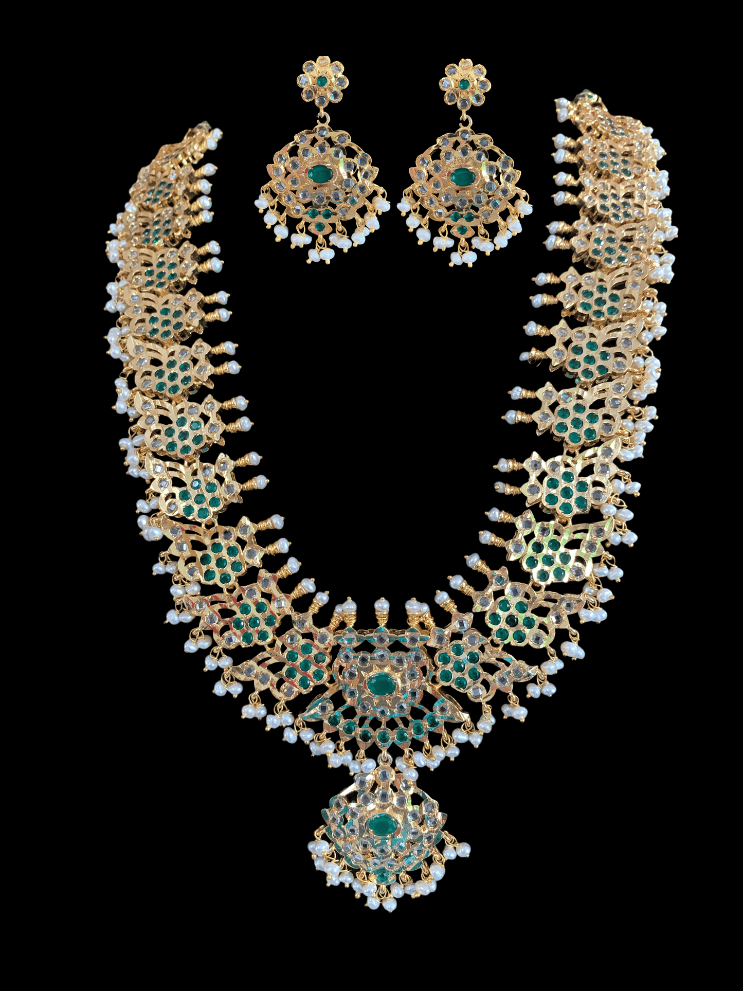 LN8 Samyukta fresh water pearls set in green (READY TO SHIP)