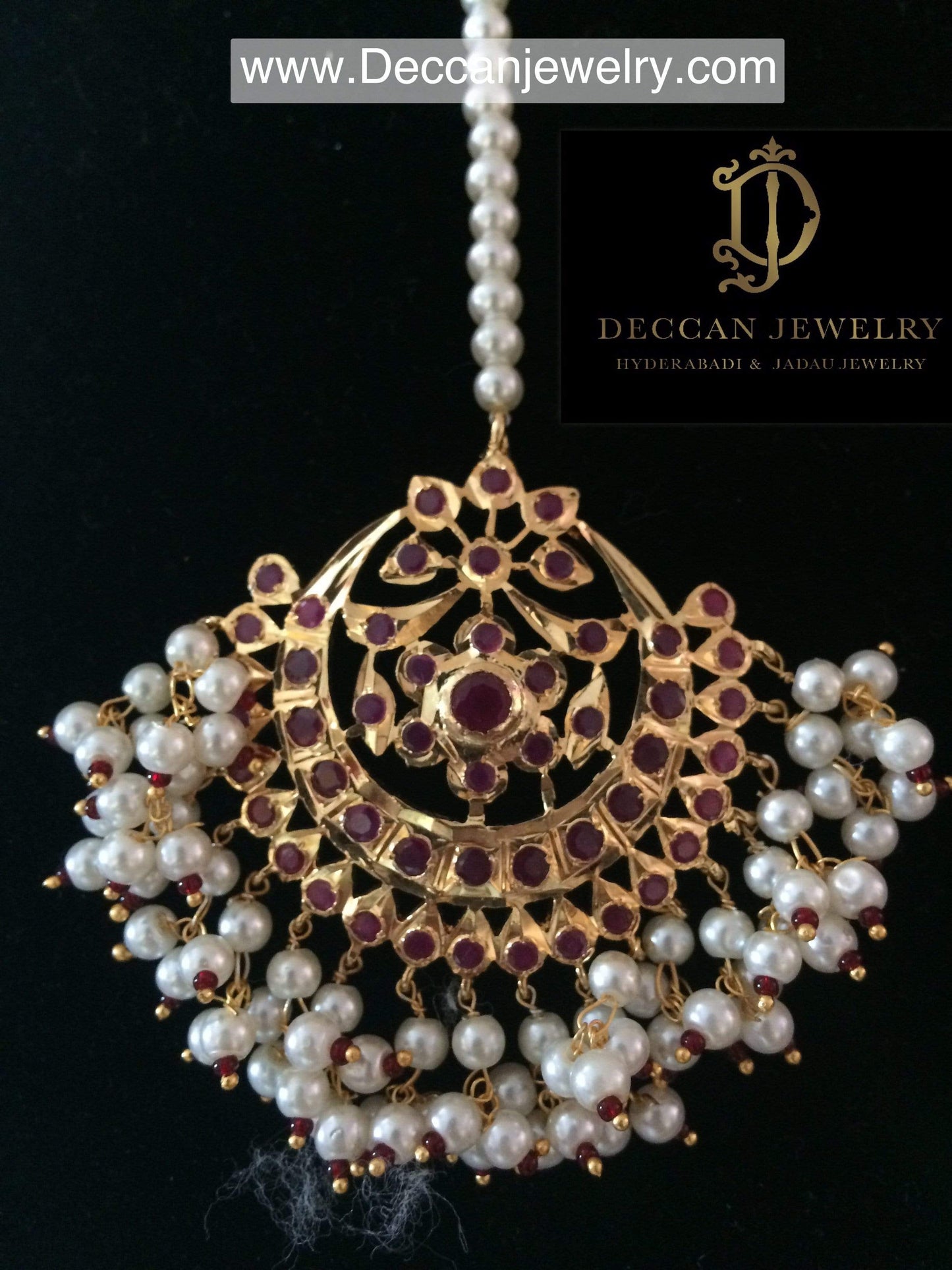 C14 Viya bridal choker set in rubies and pearls (SHIPS IN 4 WEEKS )