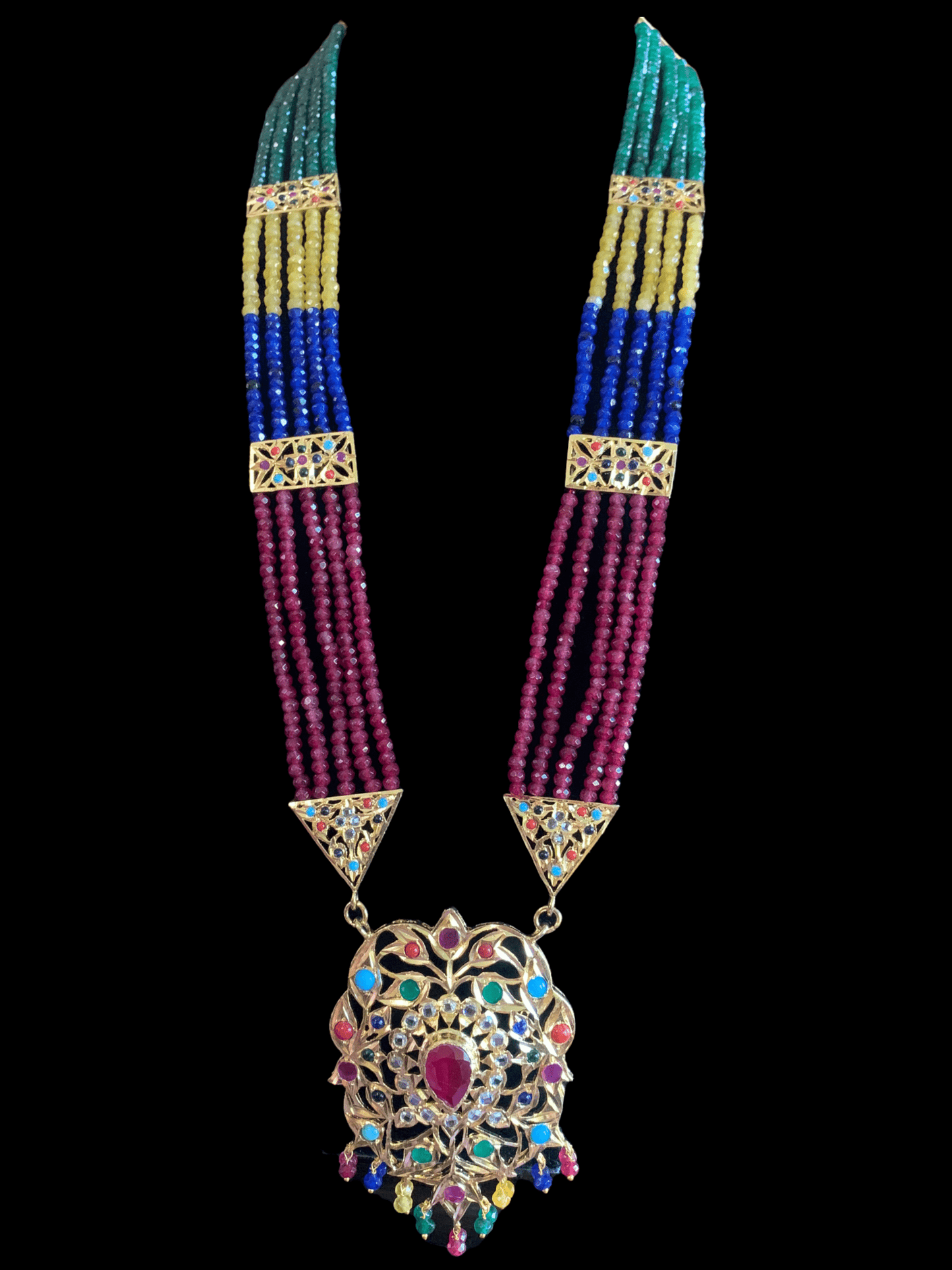 LN90 Cassie rani haar with earrings in Navratan beads ( READY TO SHIP )