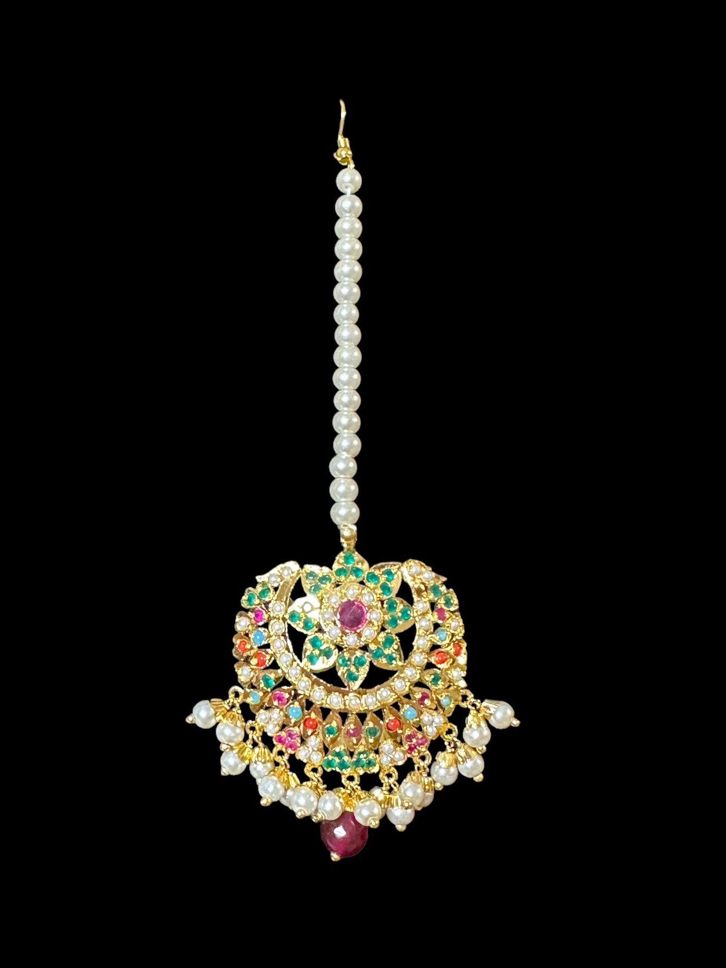 DLN25 Chitra Navratan with pearl jadau Rani haar ( READY TO SHIP)