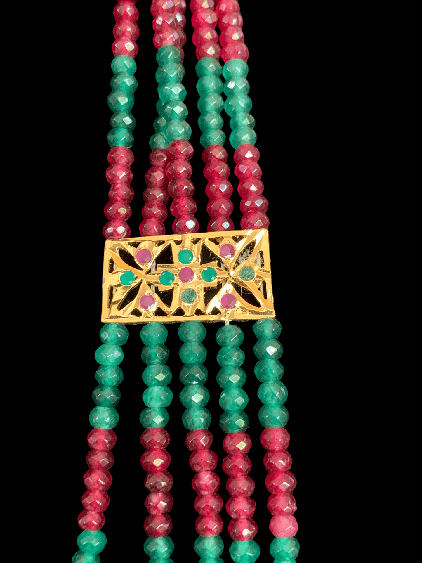 SAT38 Nimisha bridal three layer necklace set with earrings ( READY TO SHIP)