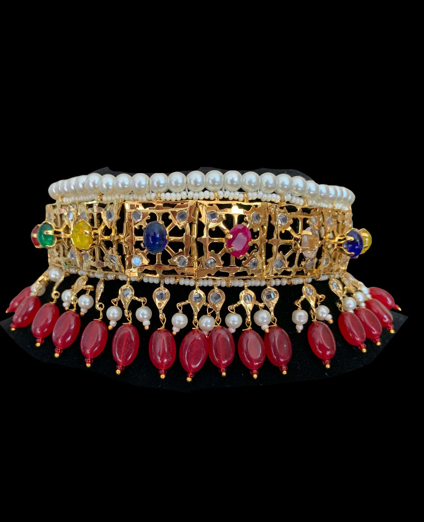 BR47 Navratan jadavi alcha hyderabadi bridal set (READY TO SHIP )