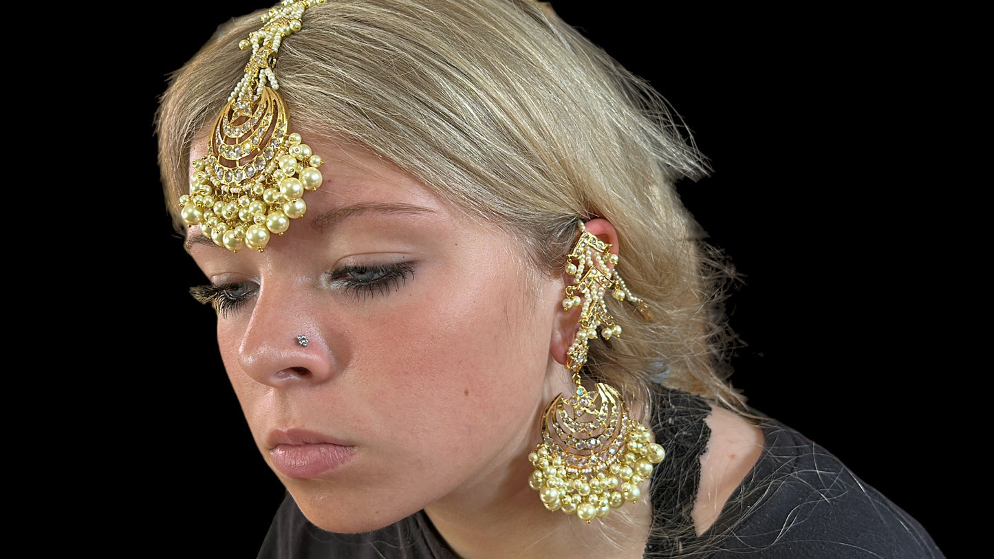 DJET28 Tahura earrings tika in pearls ( READY TO SHIP )