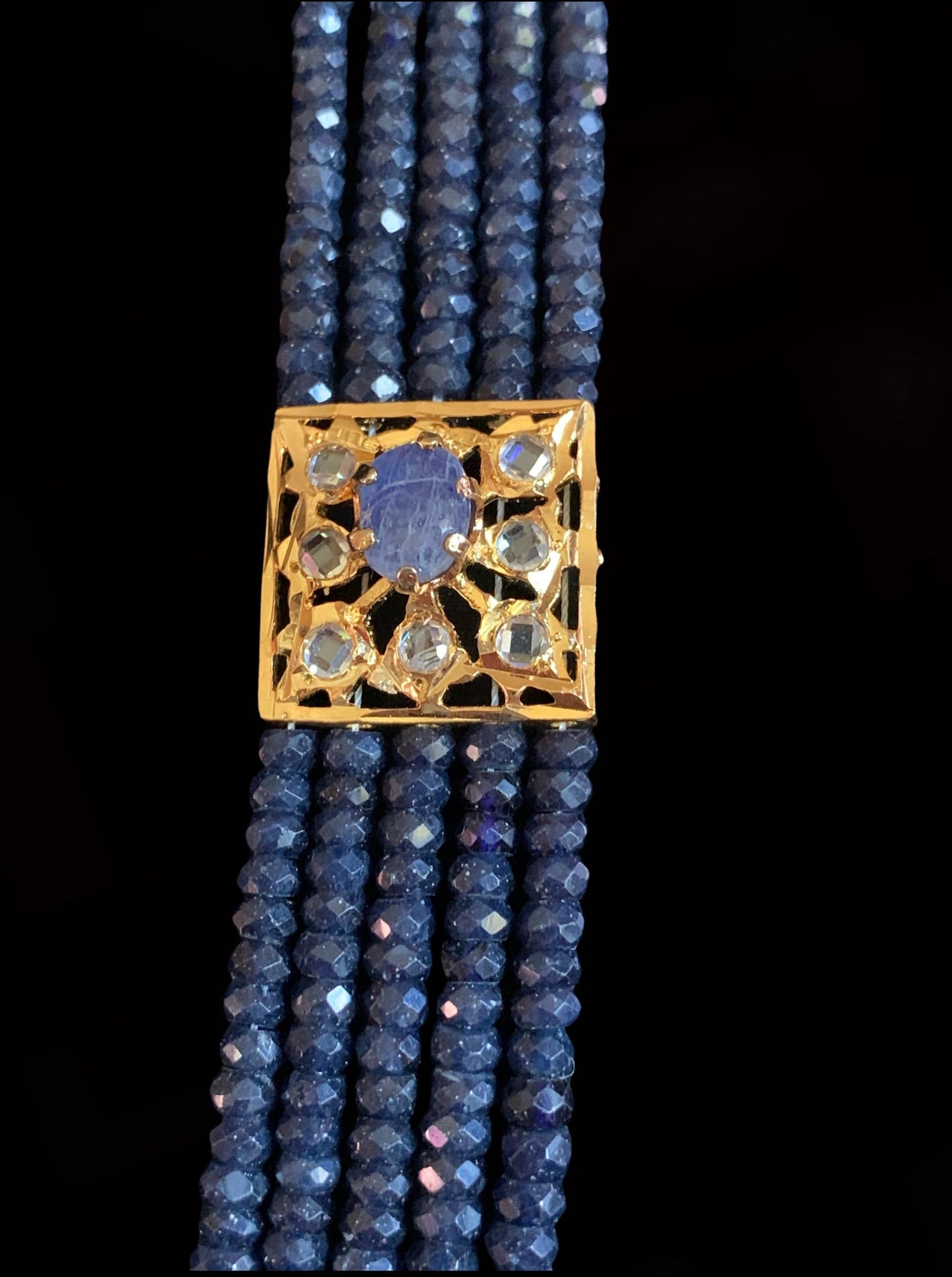 LN40 Hyderabadi Rani haar in sapphire beads and stones ( SHIPS IN 4 WEEKS )
