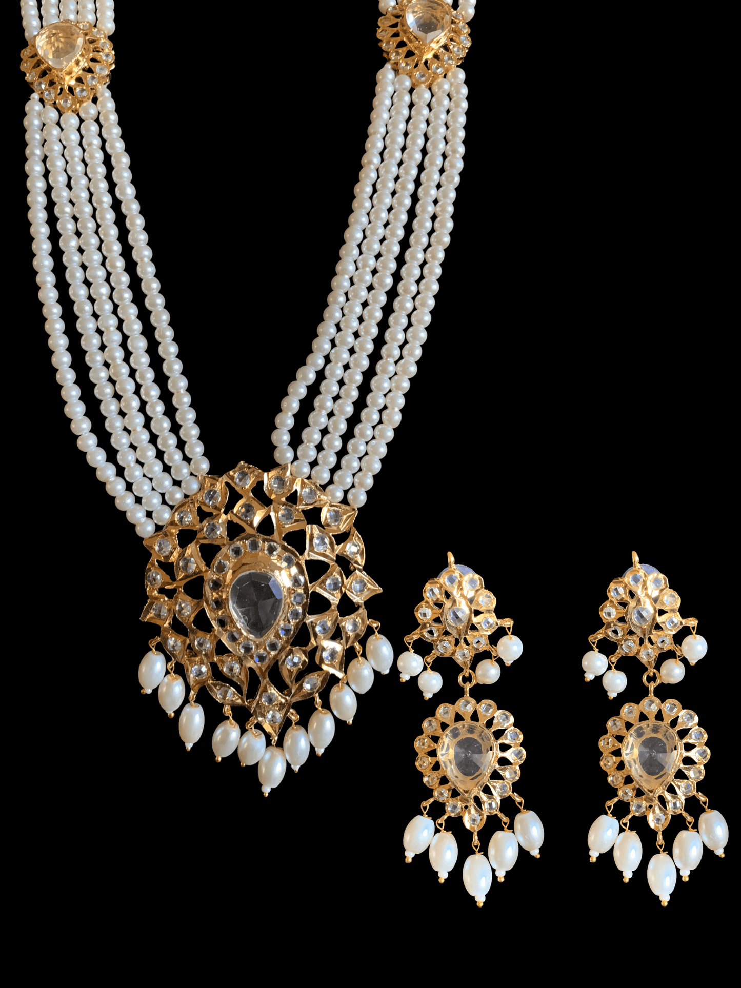 LN154 Rachel pearl long necklace set , (SHIPS IN 4 WEEKS )