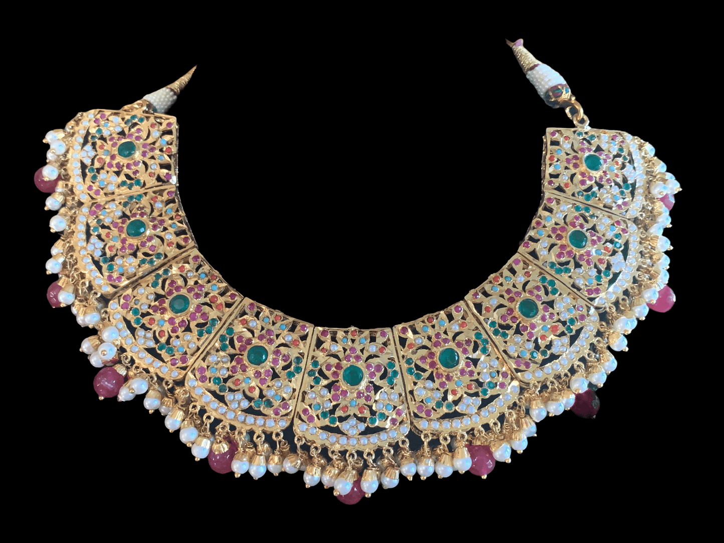 NS250 Chriselle necklace set in Navratan ( SHIPS IN 3 WEEKS )