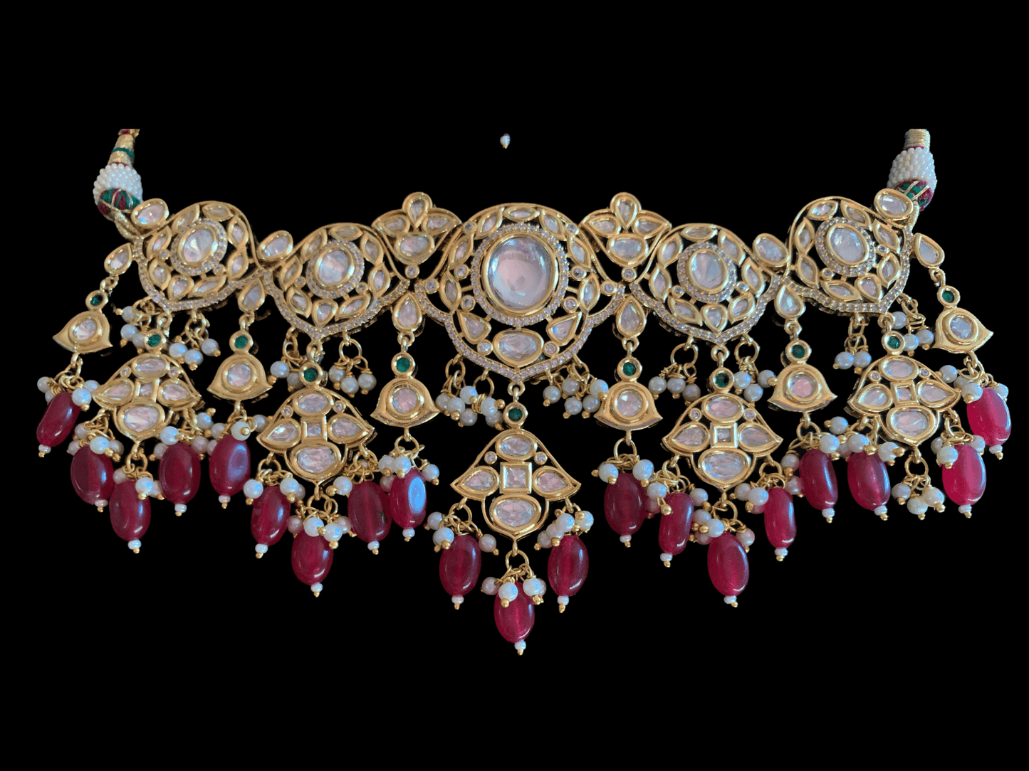 C63 Liza polki choker set - red ( READY TO SHIP)
