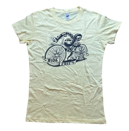 Ride Free or Die Women's T-Shirt, Yellow (M, L, XL)