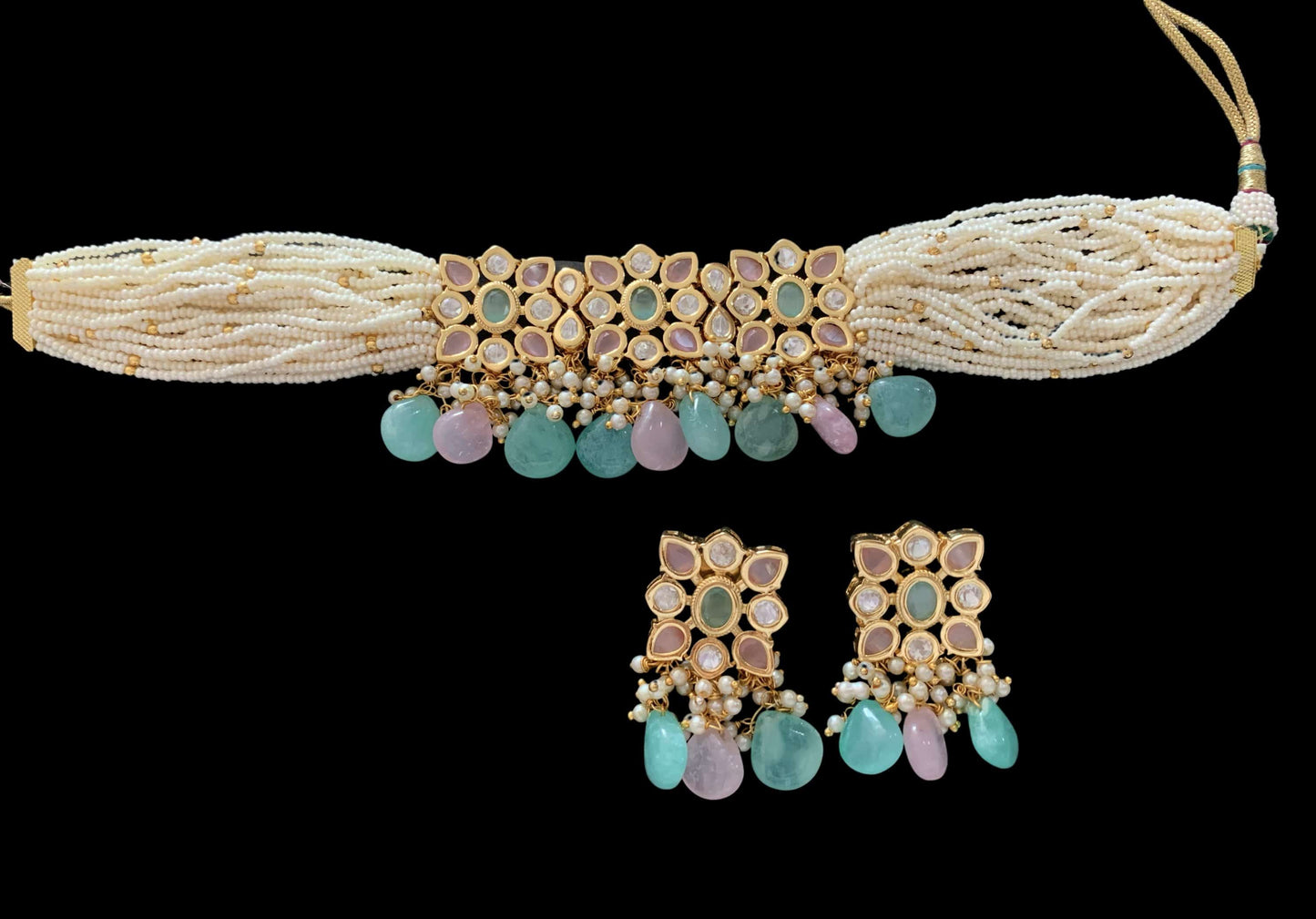 C156 Meera polki choker with earrings ( READY TO SHIP )