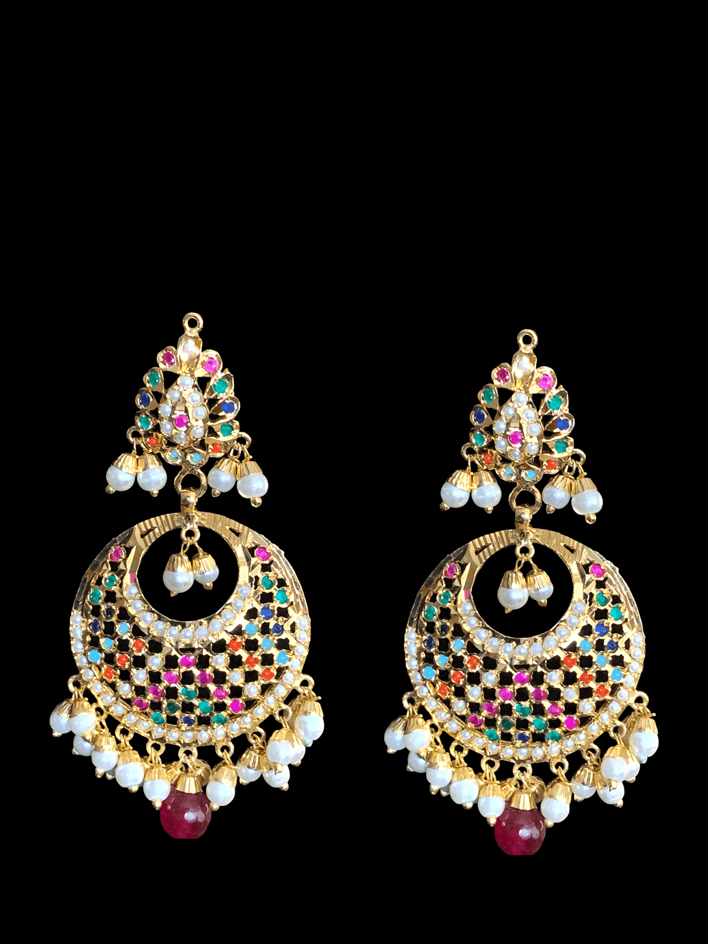 NS317 Piya punjabi Jadau necklace with earrings and tika in Navratan (READY TO SHIP)