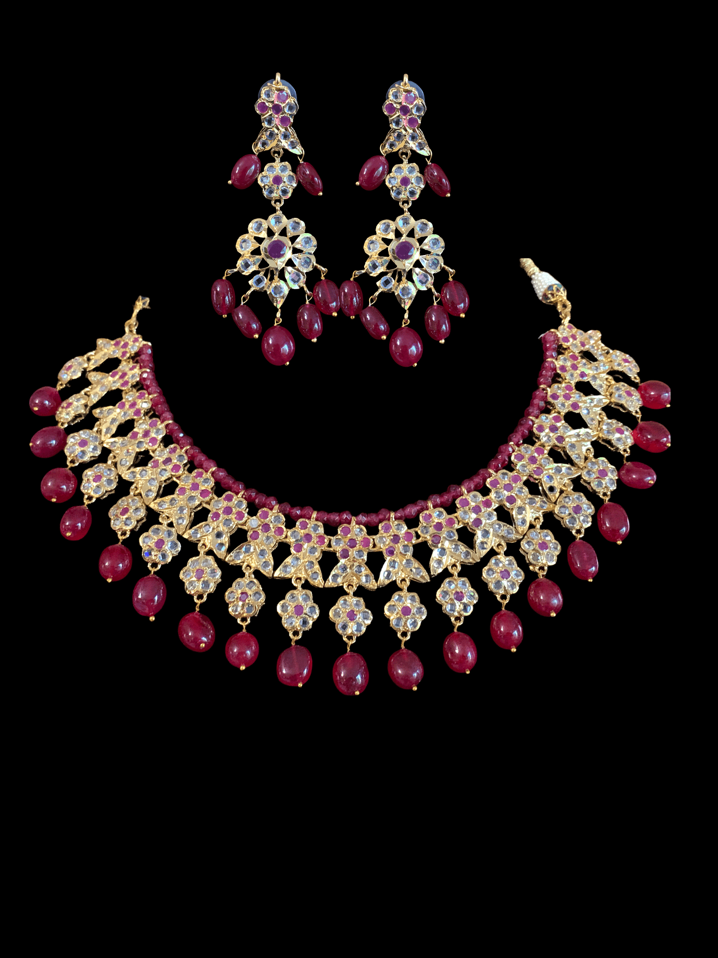 NS231 Parisha necklace set in ruby ( SHIPS IN 4 WEEKS )