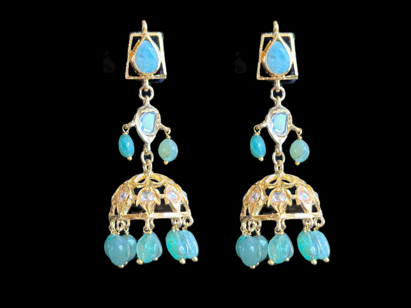 RAKIBA gold plated silver necklace set in emerald with fresh water pearls ( SHIPS IN 5 WEEKS )