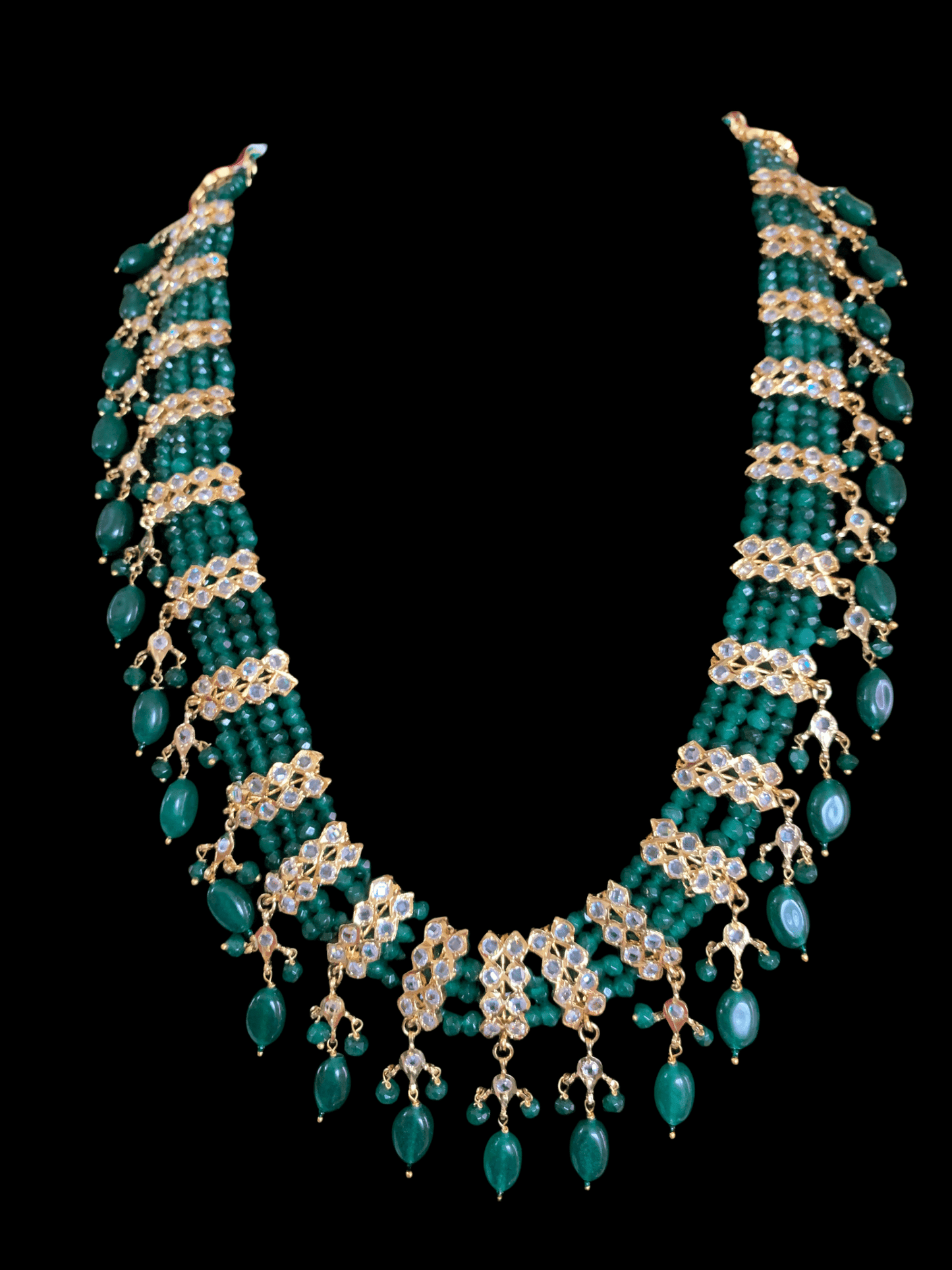 LN70 Esra multipendant necklace-dark green ( READY TO SHIP )