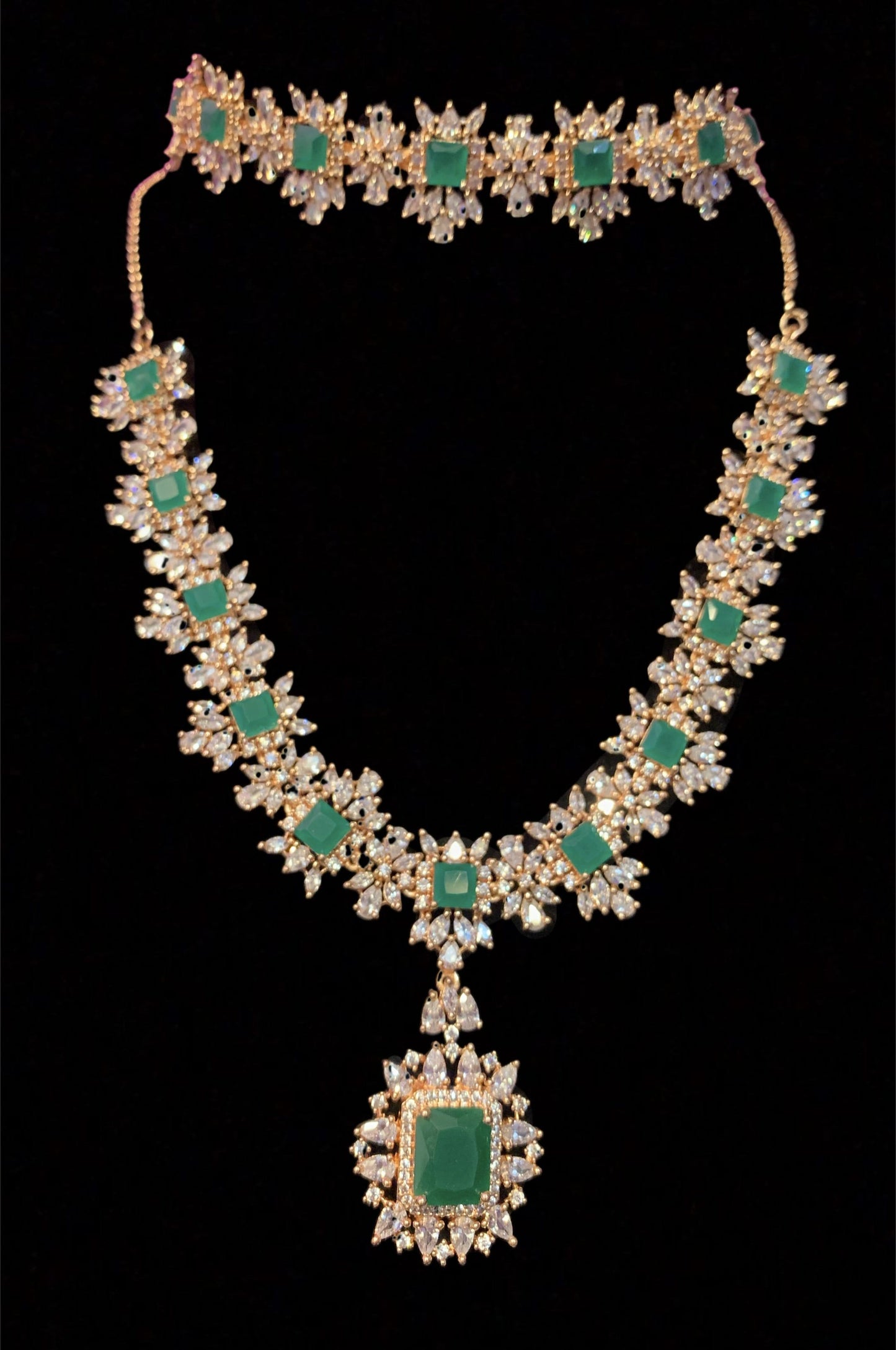 BR30 Sarah gold plated cz set in green ( READY TO SHIP )