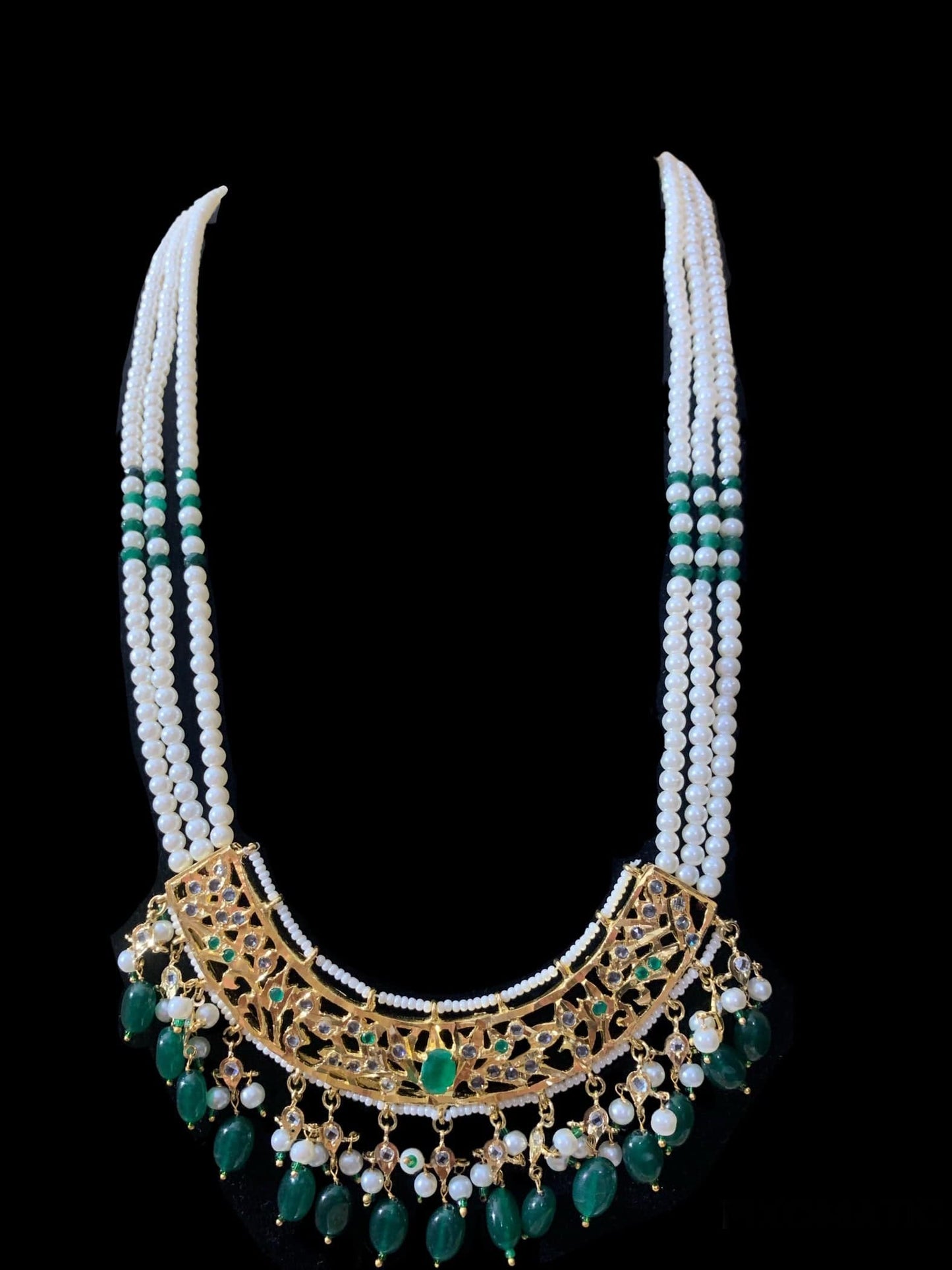 LN78 Adhira ranihaar (green) (SHIPS IN 3 WEEKS )