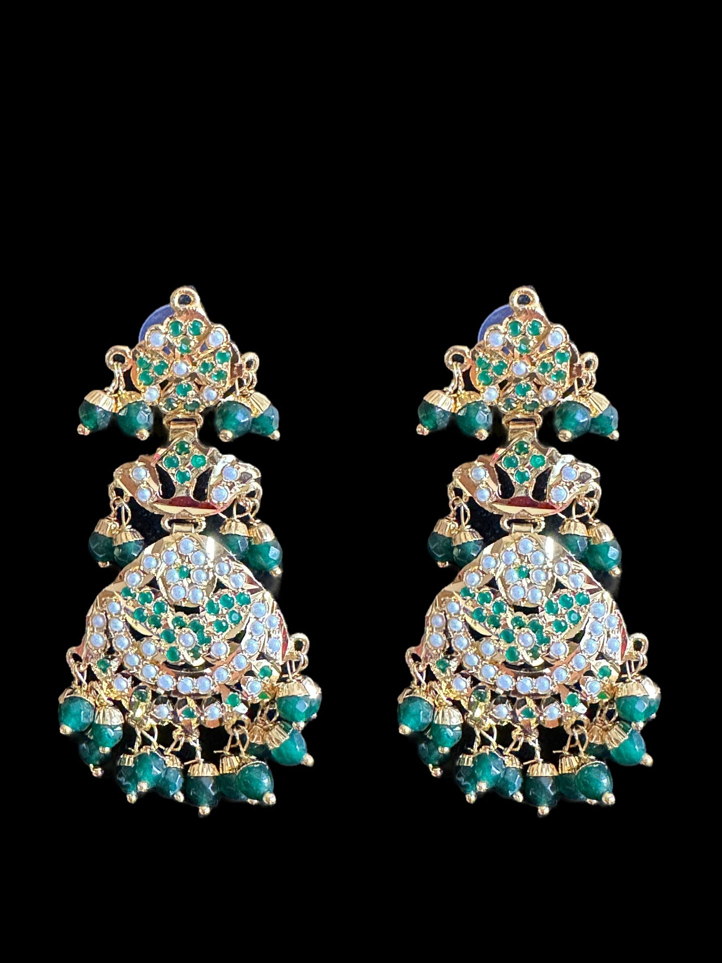 DLN9 Laiba jadau rani haar in green beads and pearls ( READY TO SHIP)