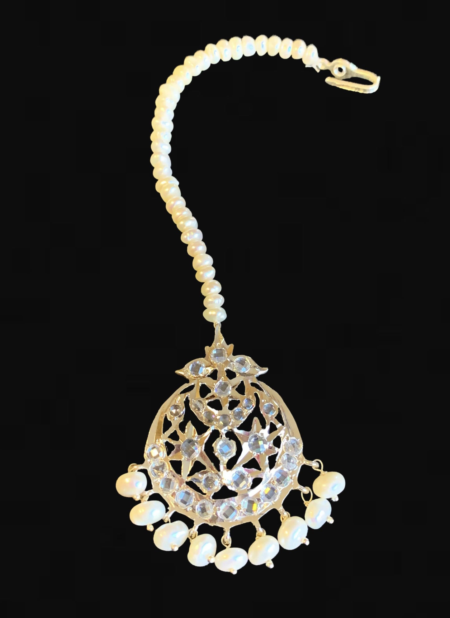 DJTK62 Lahar silver plated fresh water tika ( SHIPS IN 4 WEEKS )