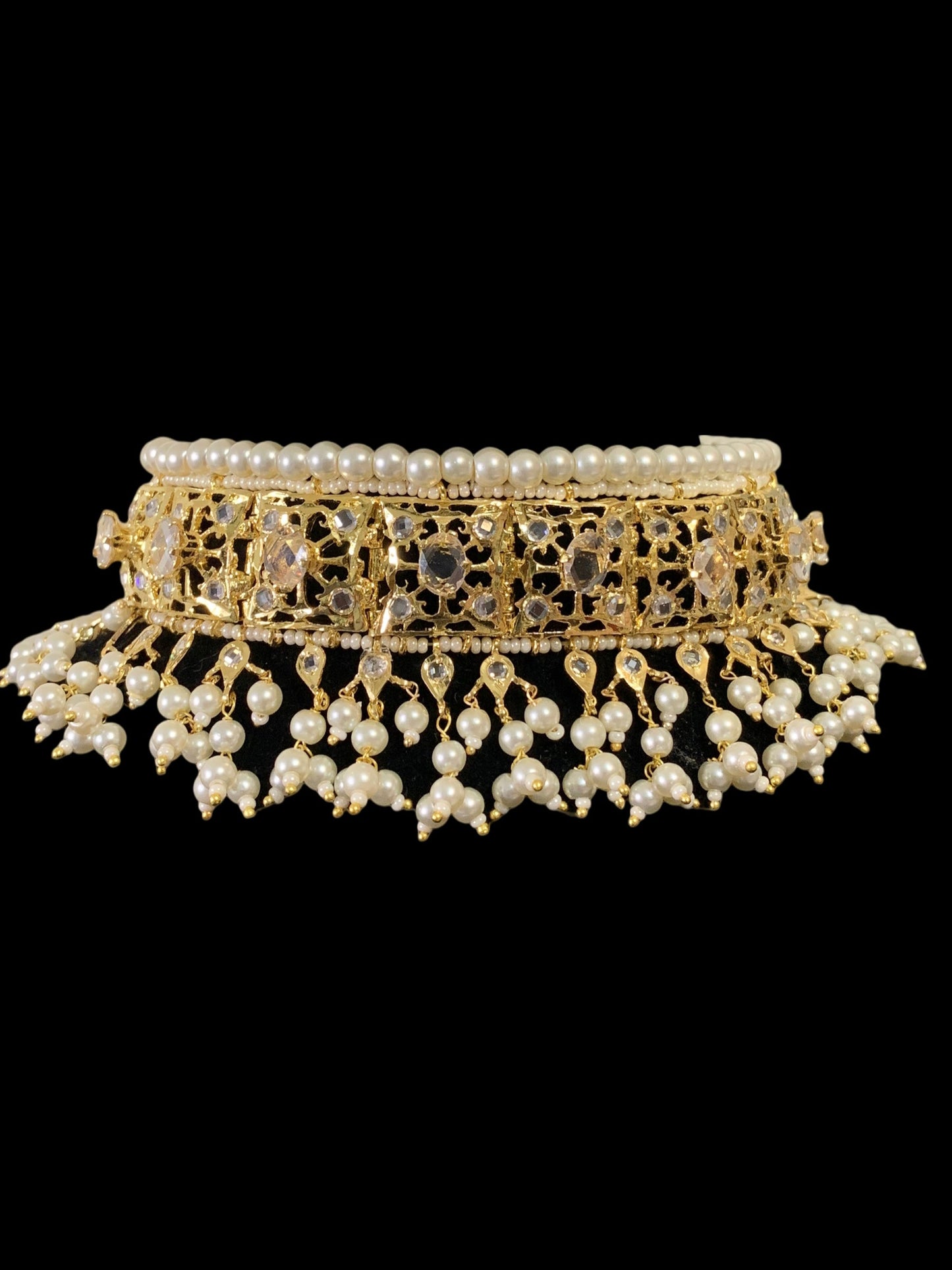 C255 Insia Hyderabadi jadavi lacha in pearls ( SHIPS IN 4 WEEKS )