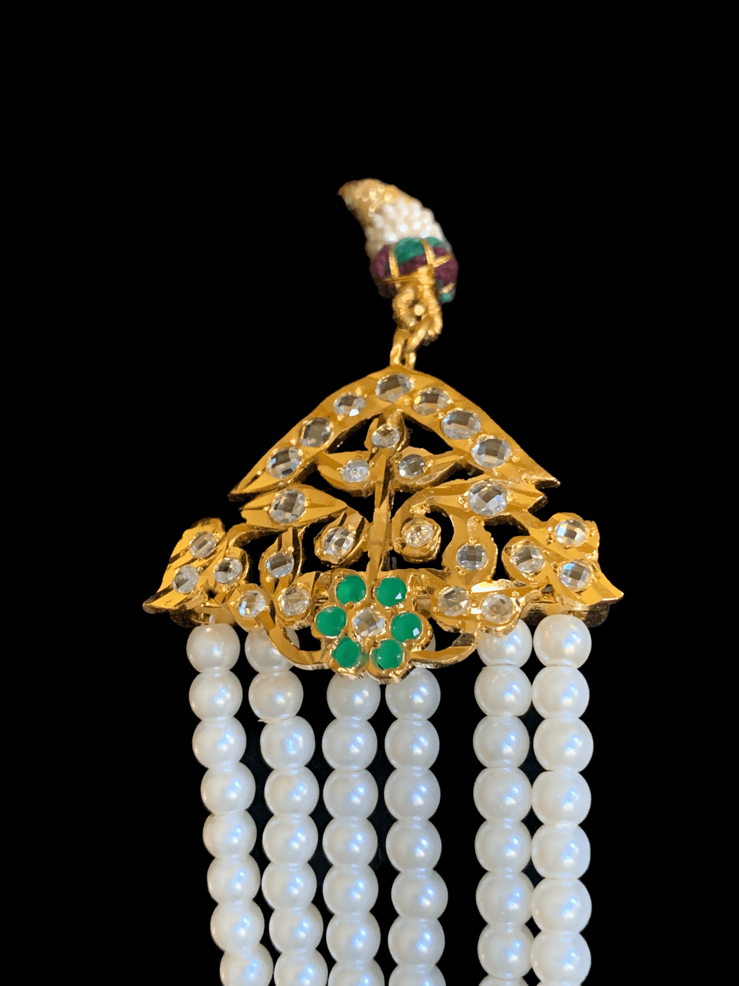 SAT62 Maahi bridal Hyderabadi three layered necklace with earrings ( READY TO SHIP )