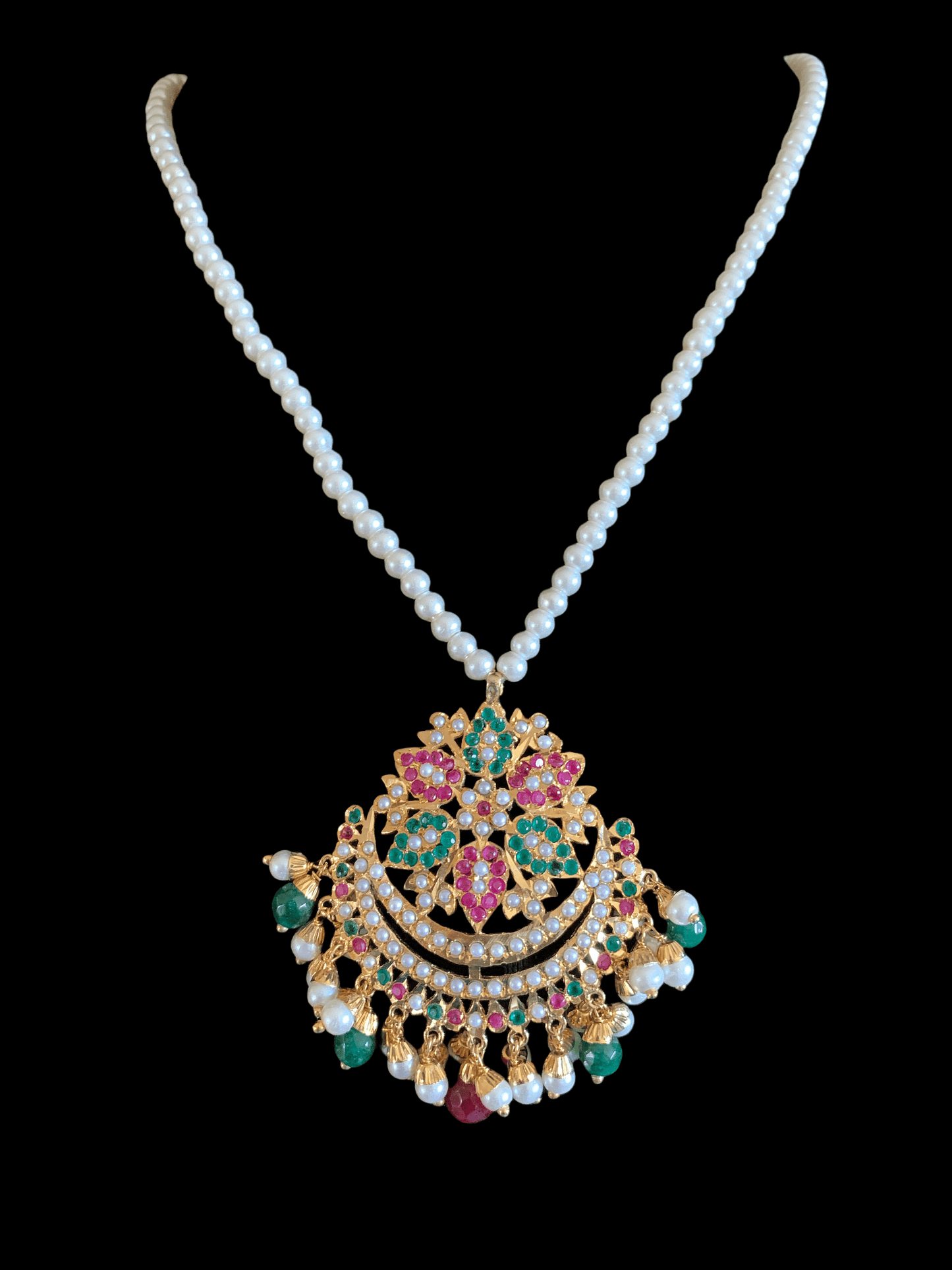 PS463 Mohini pendant set ( emerald ruby ) READY TO SHIP
