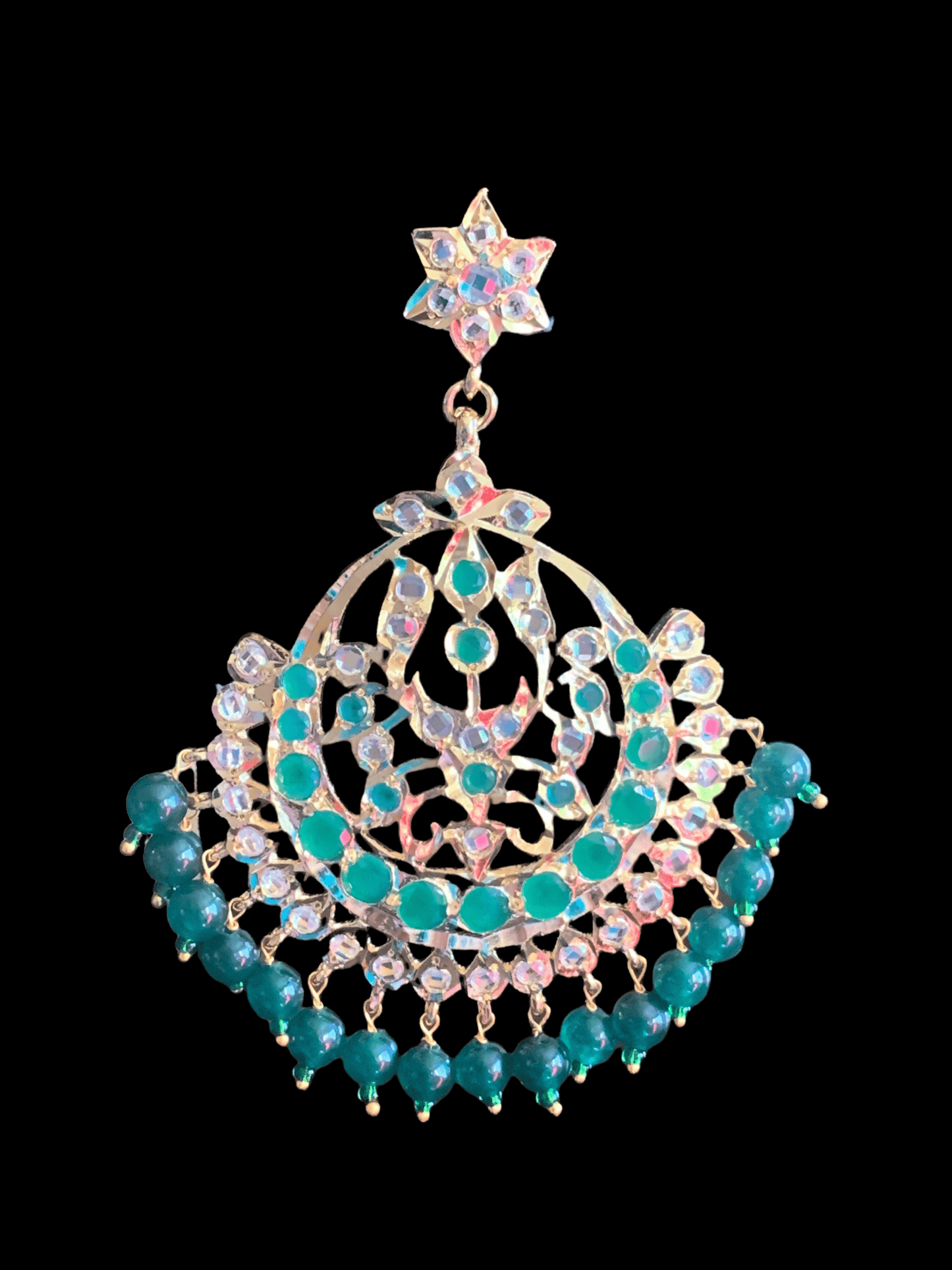 DER129 Sehra chandbali in green ( READY TO SHIP )