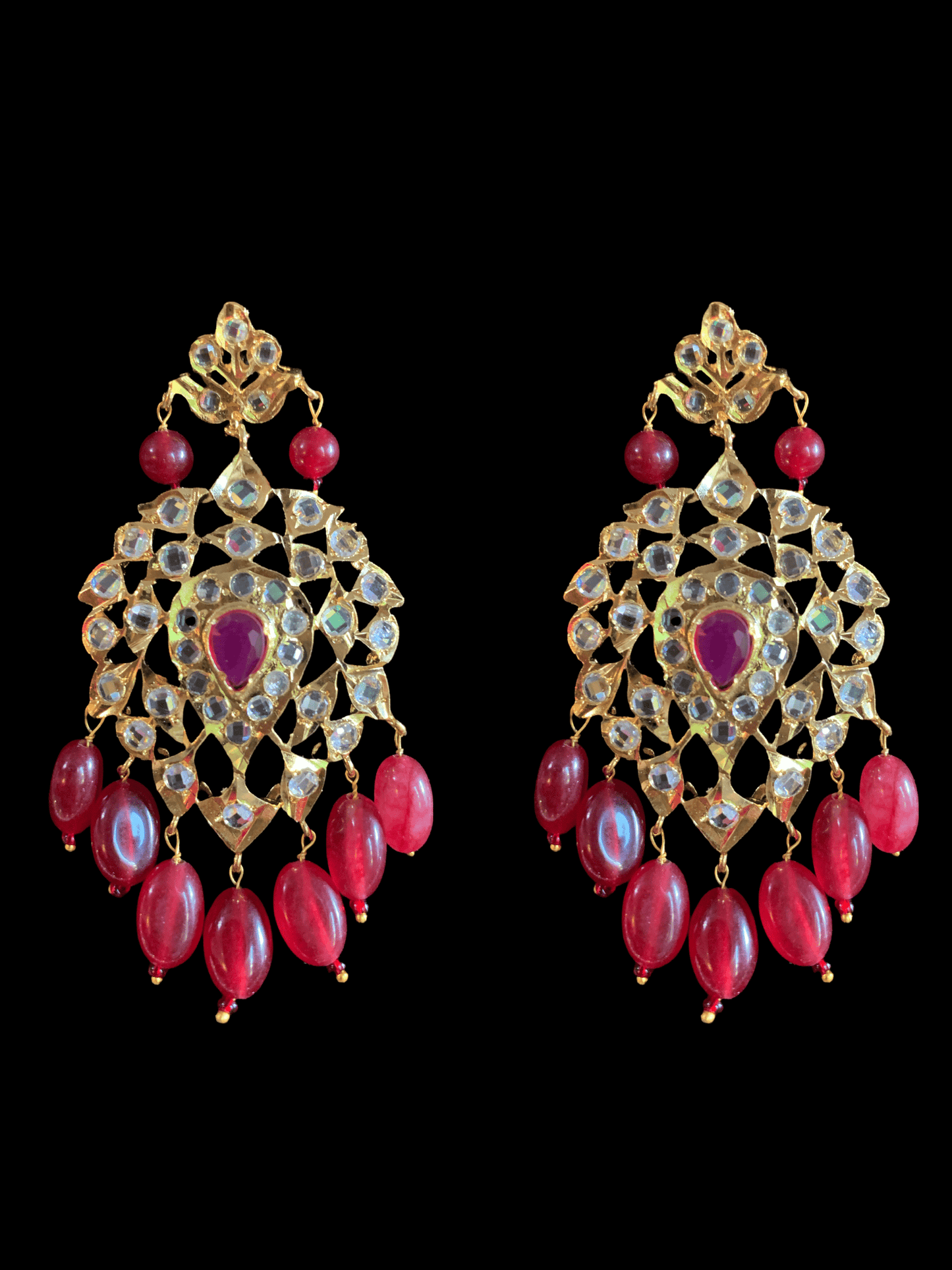 NS24 Anchal necklace set in red / ruby (READY TO SHIP)