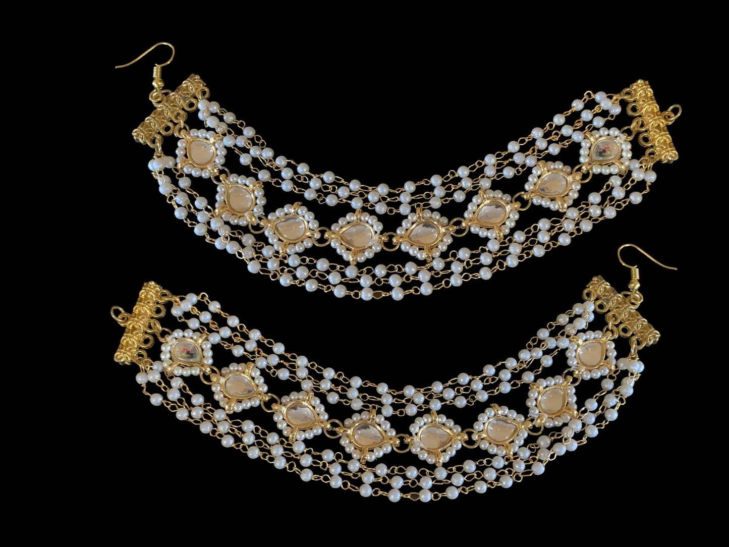Kundan and pearl ear supports (READY TO SHIP )