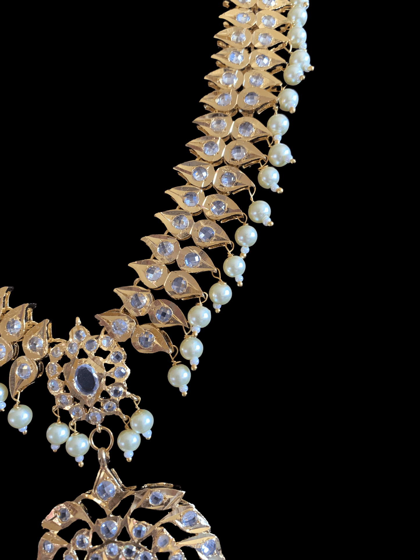 NS205 Ila nizami mango style bridal necklace with earrings in pearls (SHIPS IN 2 WEEKS )