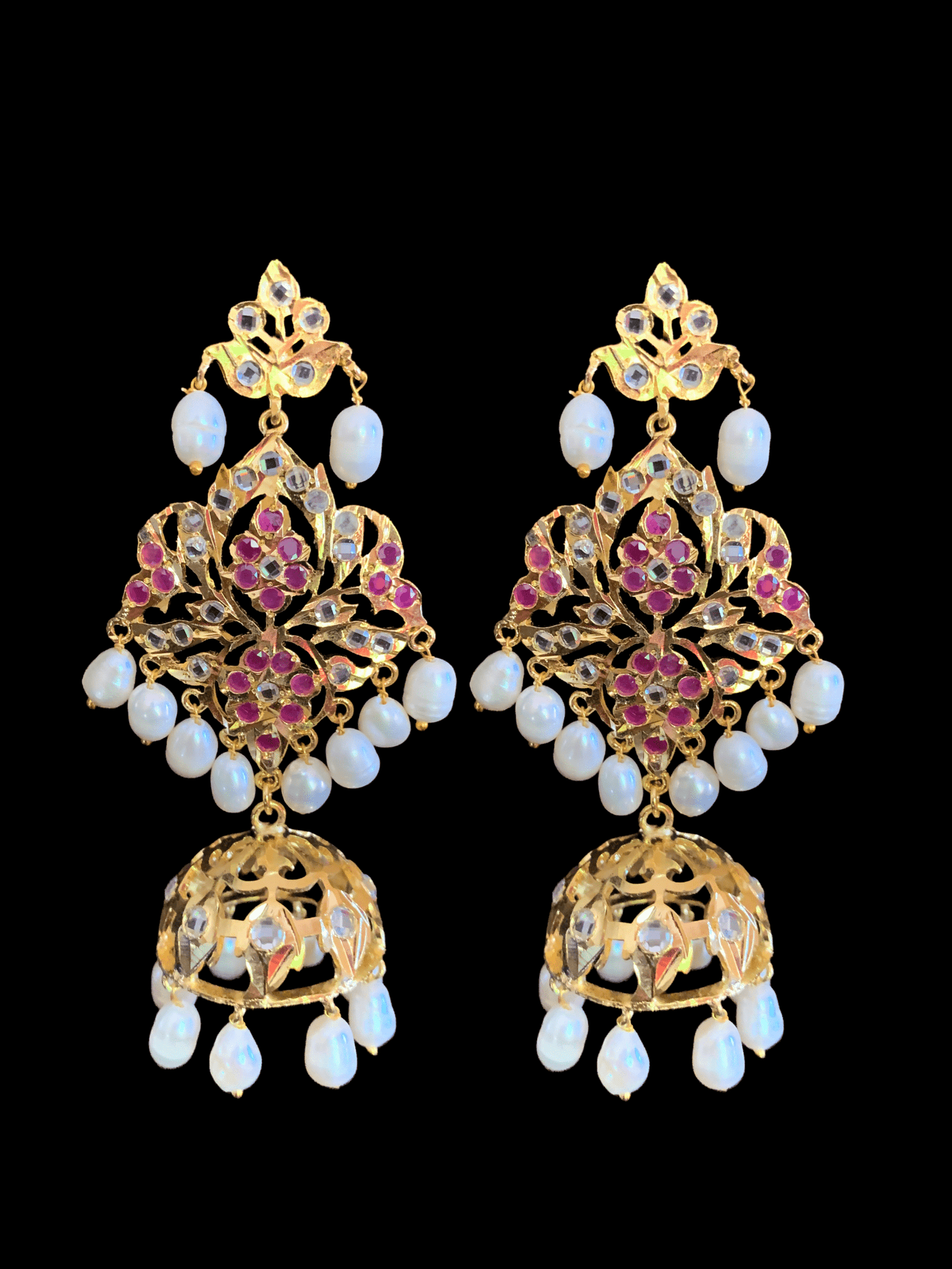 DER94 Lina earrings in fresh water pearls - ruby (READY TO SHIP )