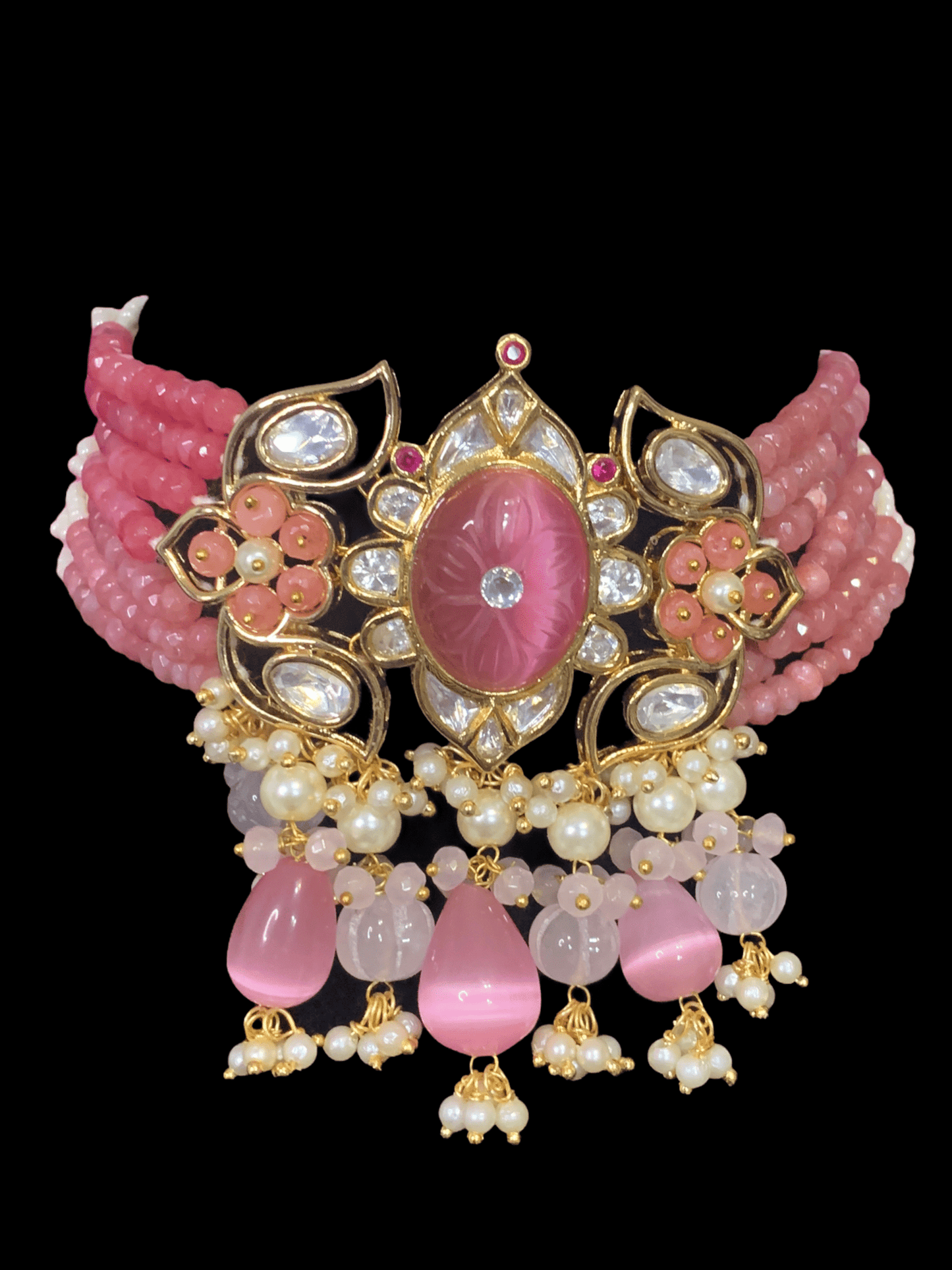 C173 Denise cz polki choker in pink ( READY TO SHIP )