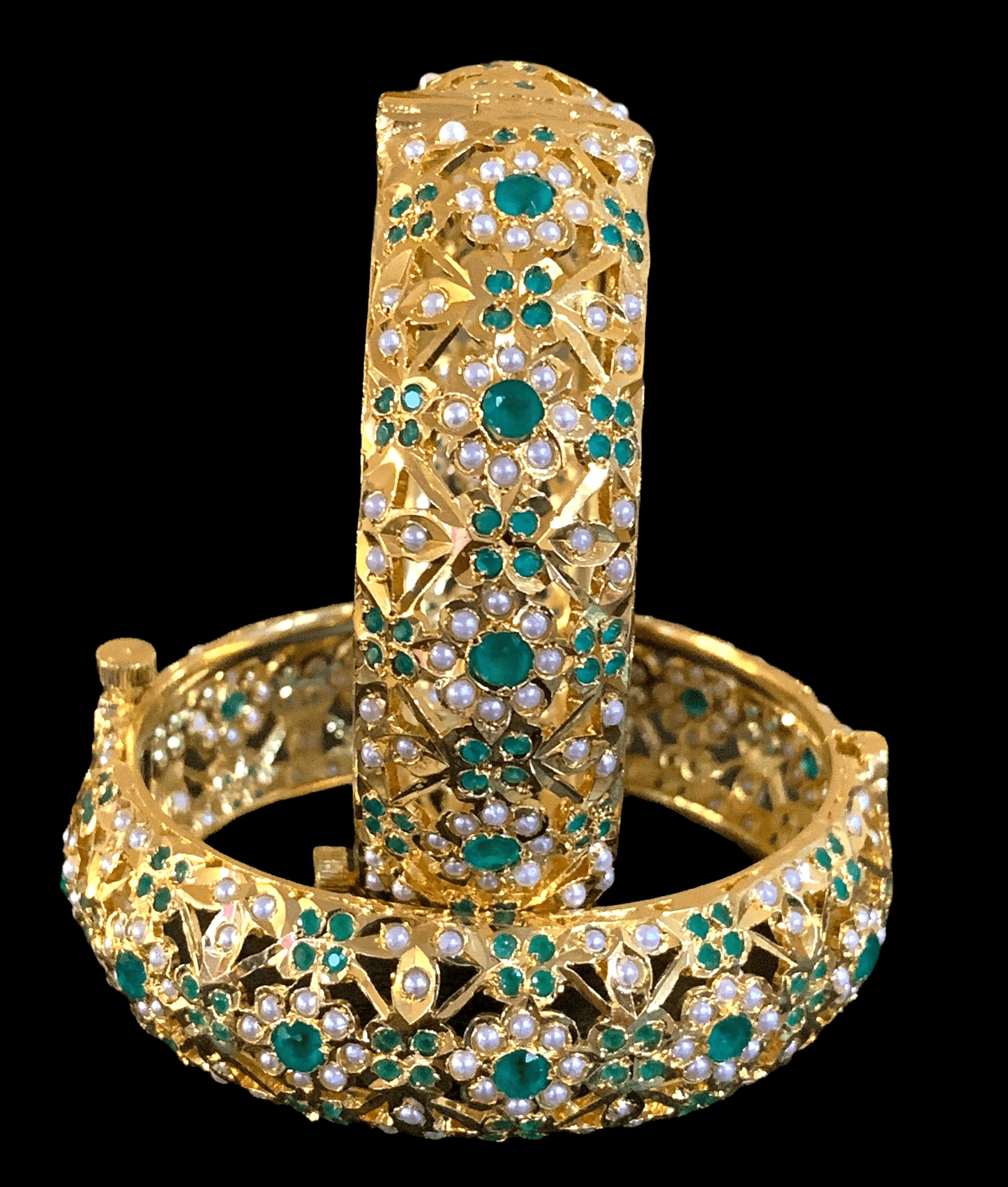 B9 Shibra bangles in green one pair ( READY TO SHIP )