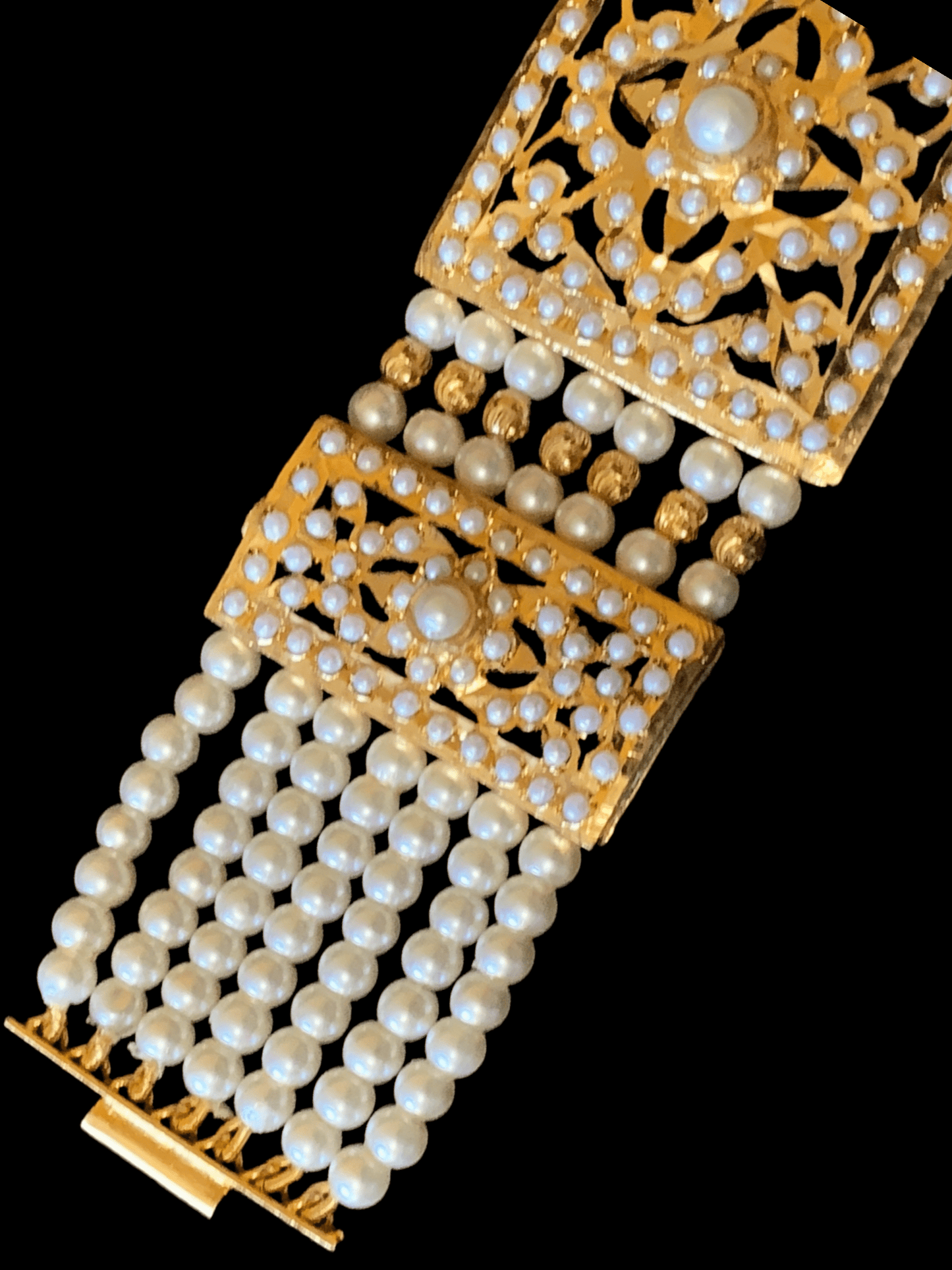 B62 Saira jadau bracelet in pearls ( READY TO SHIP )