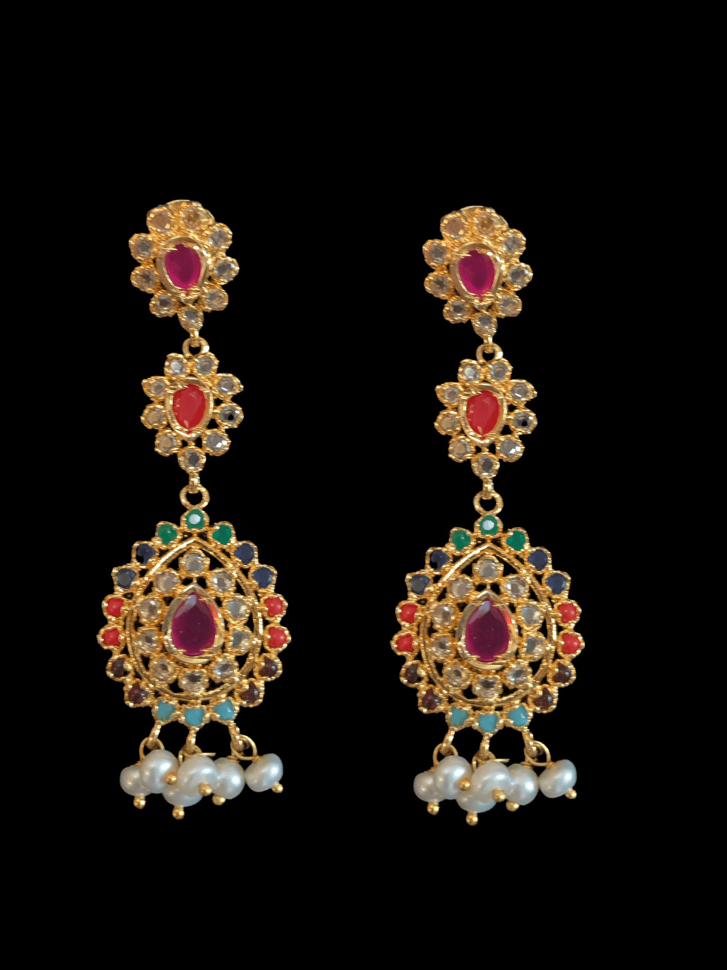 Zehra fresh water pearls set in Navratan (READY TO SHIP)