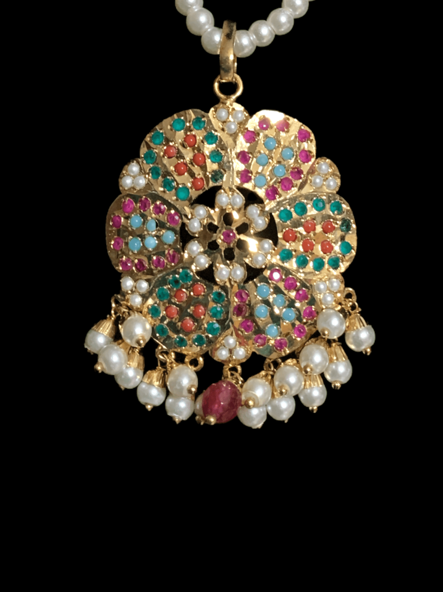 PS15 Maira pendant set in Navratan ( SHIPS IN 4 WEEKS )