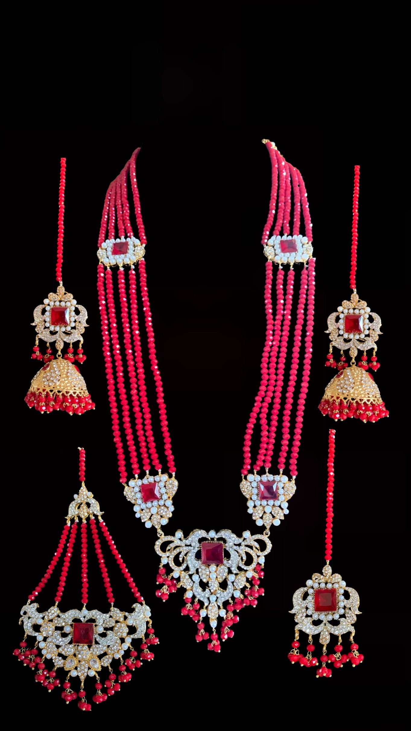 BR21 Anisa pakistani bridal set- ruby (READY TO SHIP )