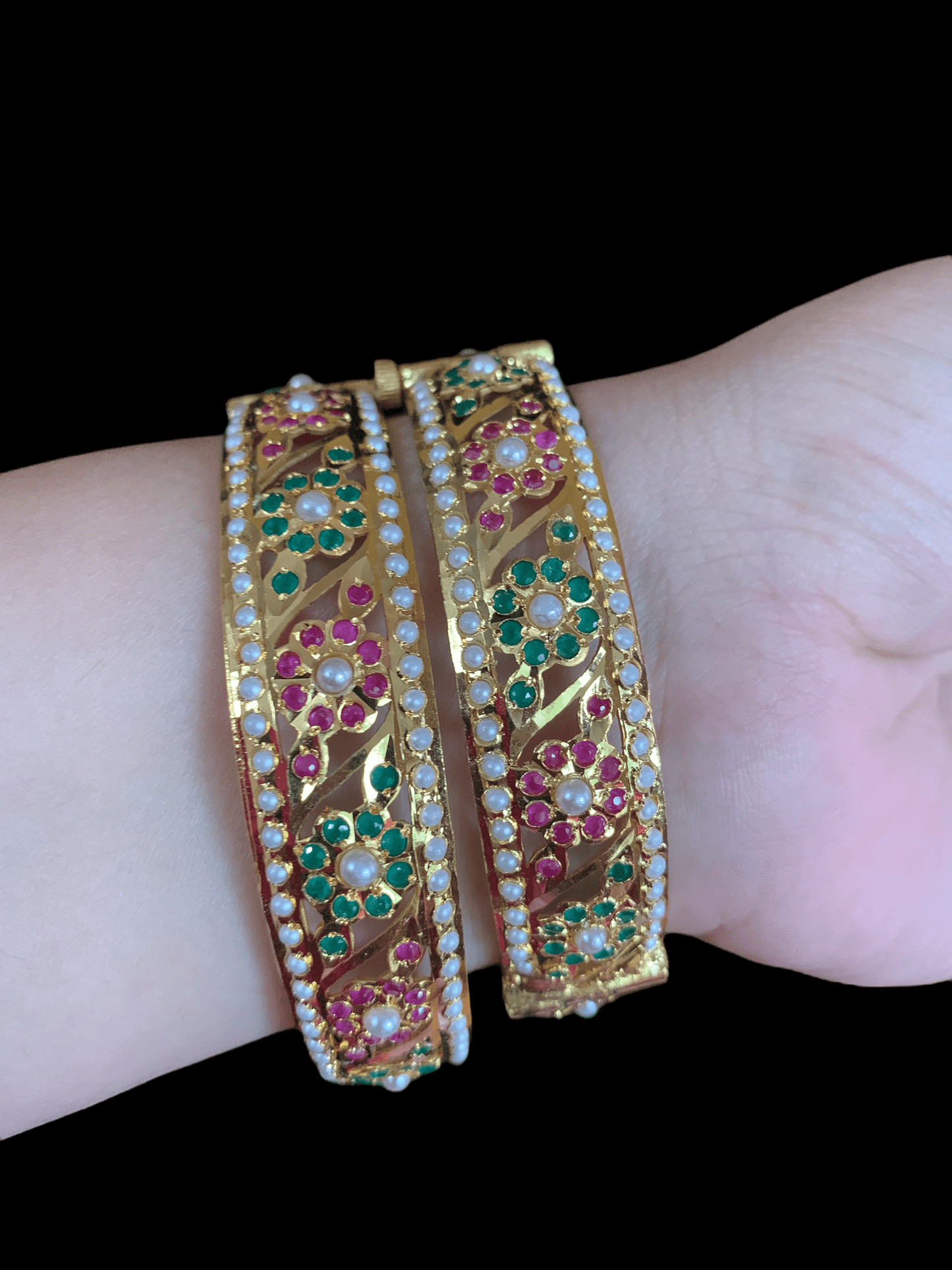 B24 SARAH JADAU BANGLES - ruby emerald ( READY TO SHIP )