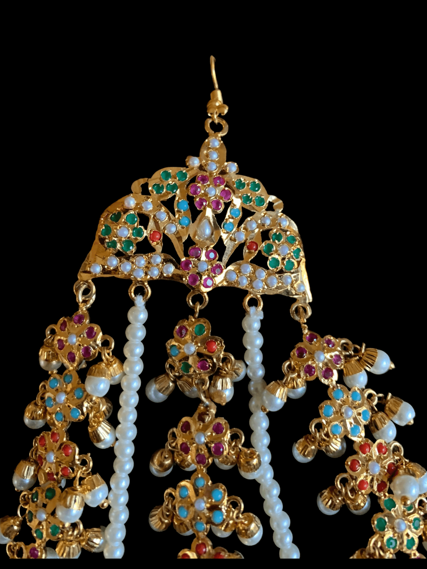 DJHR42 Punjabi jadau jhoomar in ruby emerald  ( READY TO SHIP)
