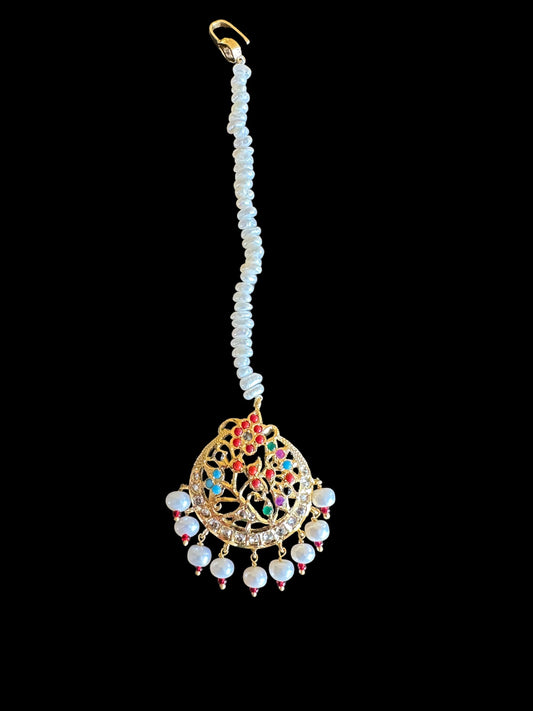 Navratan tika in fresh water pearls ( SHIPS IN 4 WEEKS )