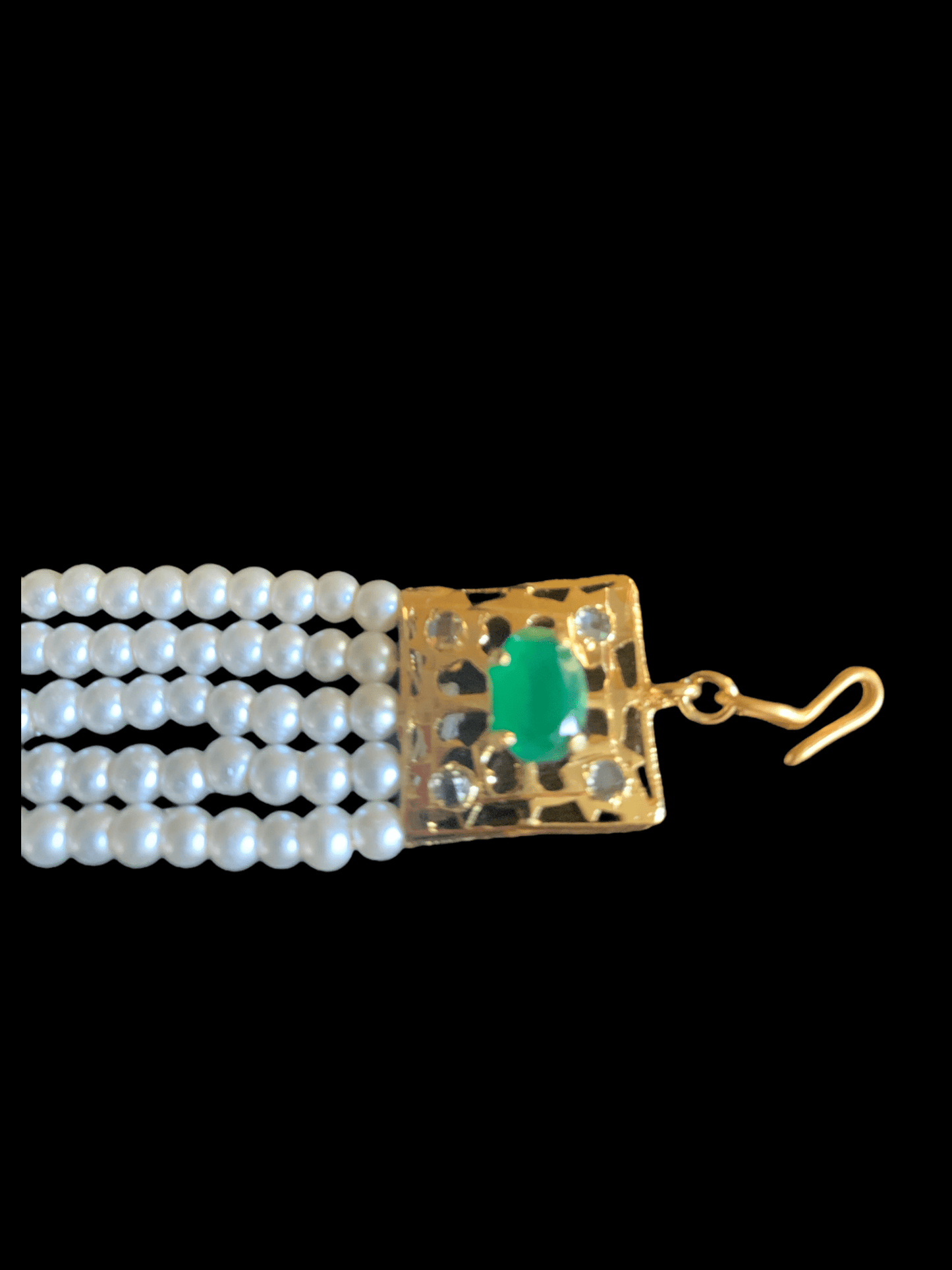 HP3 Nihala Hyderabadi haath Phool in emeralds (READY TO SHIP  )