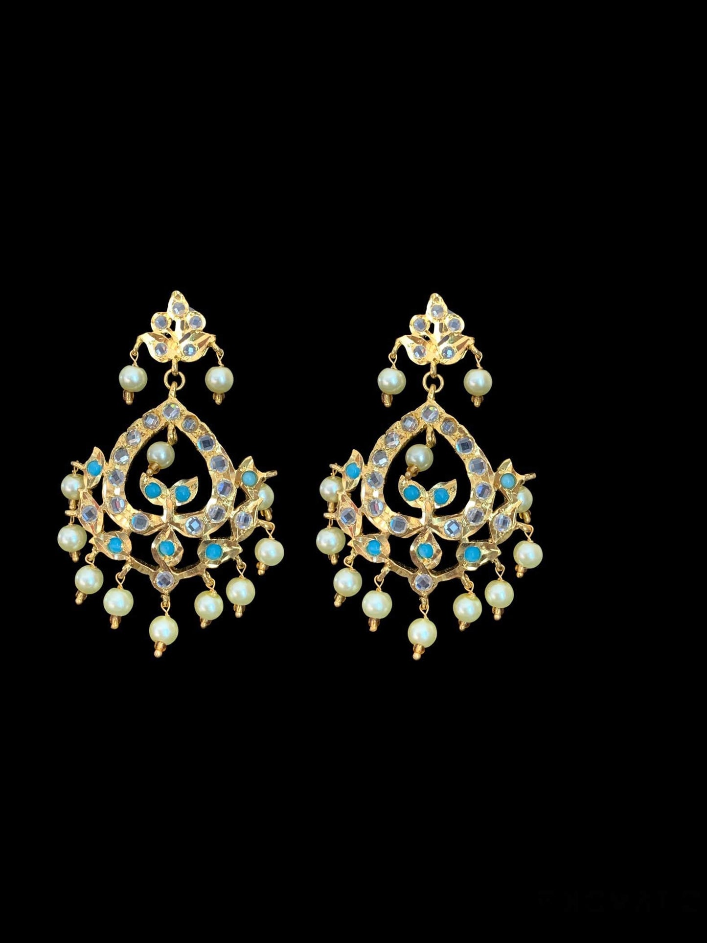 PS66 Diana feroza / turquoise Hyderabad pendant set with Chandbali ( SHIPS IN 3 WEEKS )