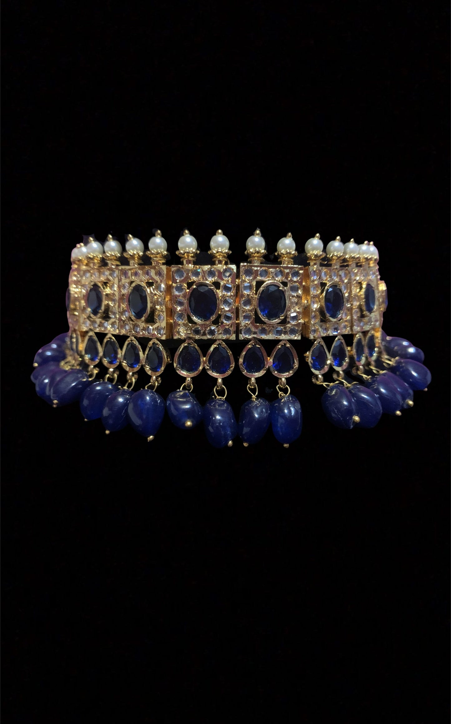 Gauhar hyderabadi choker in blue ( READY TO SHIP )