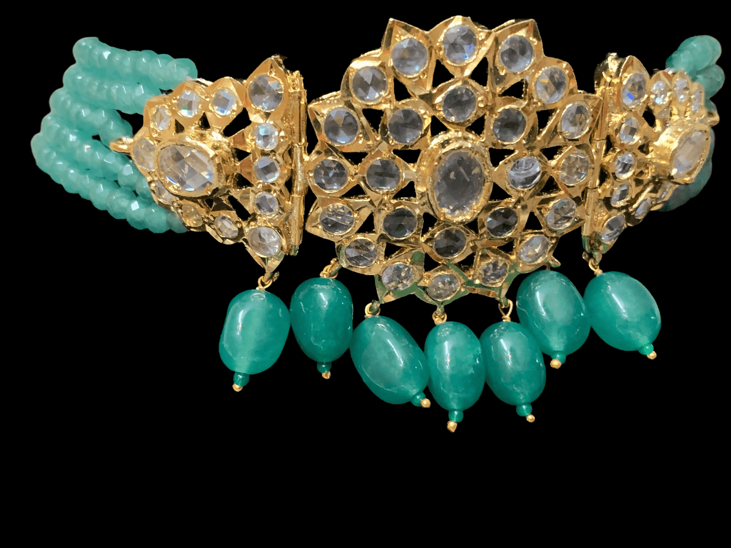 C48 Mushk choker in light green beads ( READY TO SHIP)
