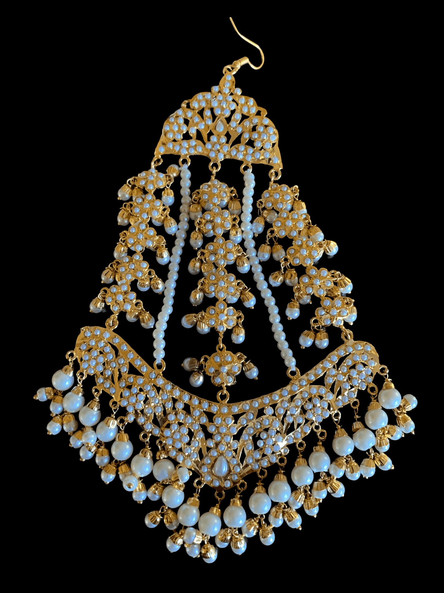 DJHR40 Punjabi jadau jhoomar in pearls ( READY TO SHIP)