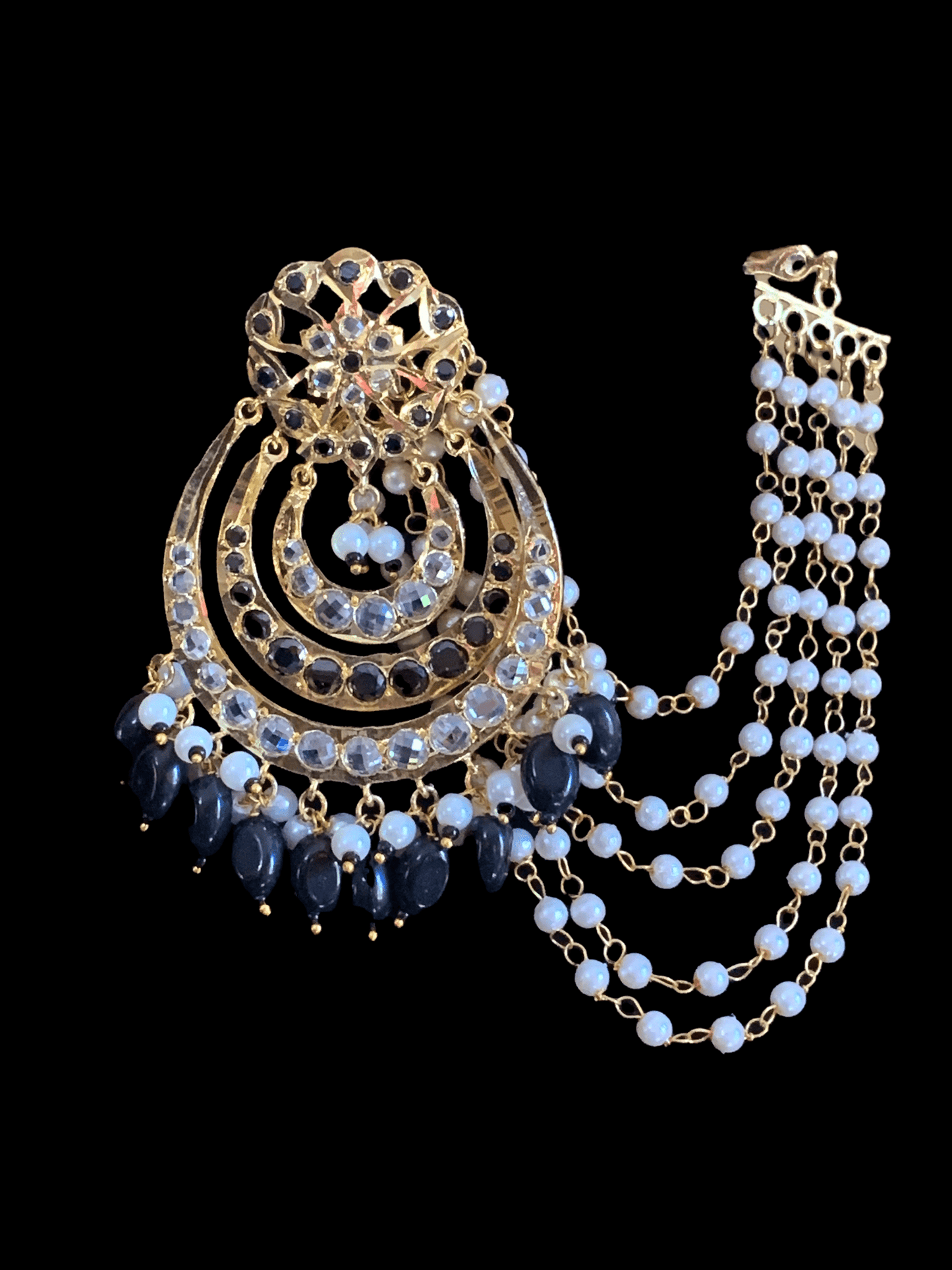 NS192 Malavika necklace set in black ( READY TO SHIP )