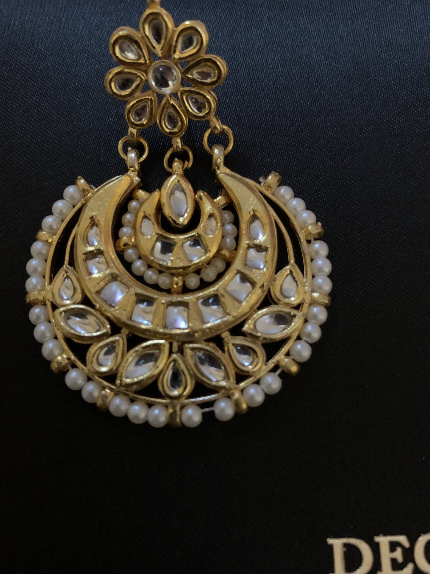 DER20 Ruhina Gold-Plated Kundan Chandbali Earrings (READY TO SHIP)