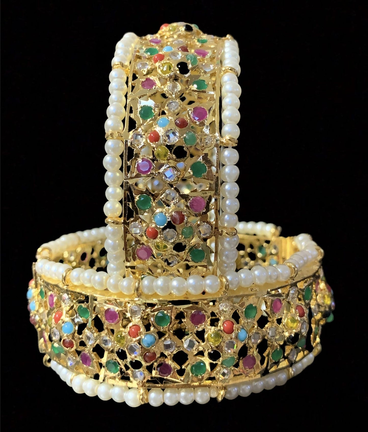 B130 Azmah navratan pearl bangles ( READY TO SHIP )