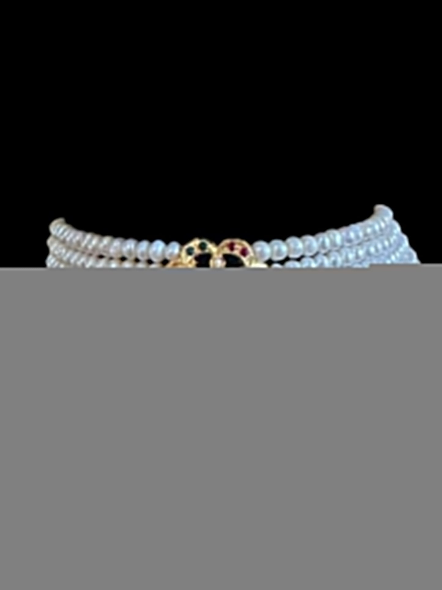 Navratan jadau choker set in fresh water pearls on gold plated silver ( READY TO SHIP )