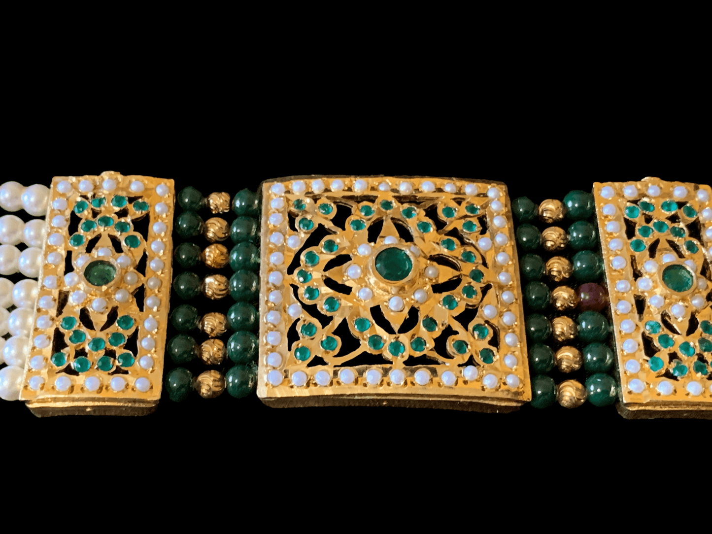 B64 Saira jadau bracelet in green ( READY TO SHIP )